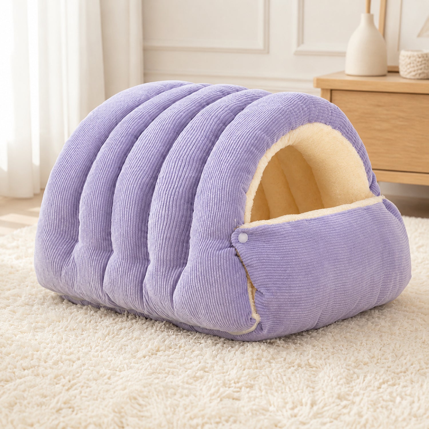 Cosy Tunnel Cat Bed | Warm Corduroy | Removable Washable Hideaway
