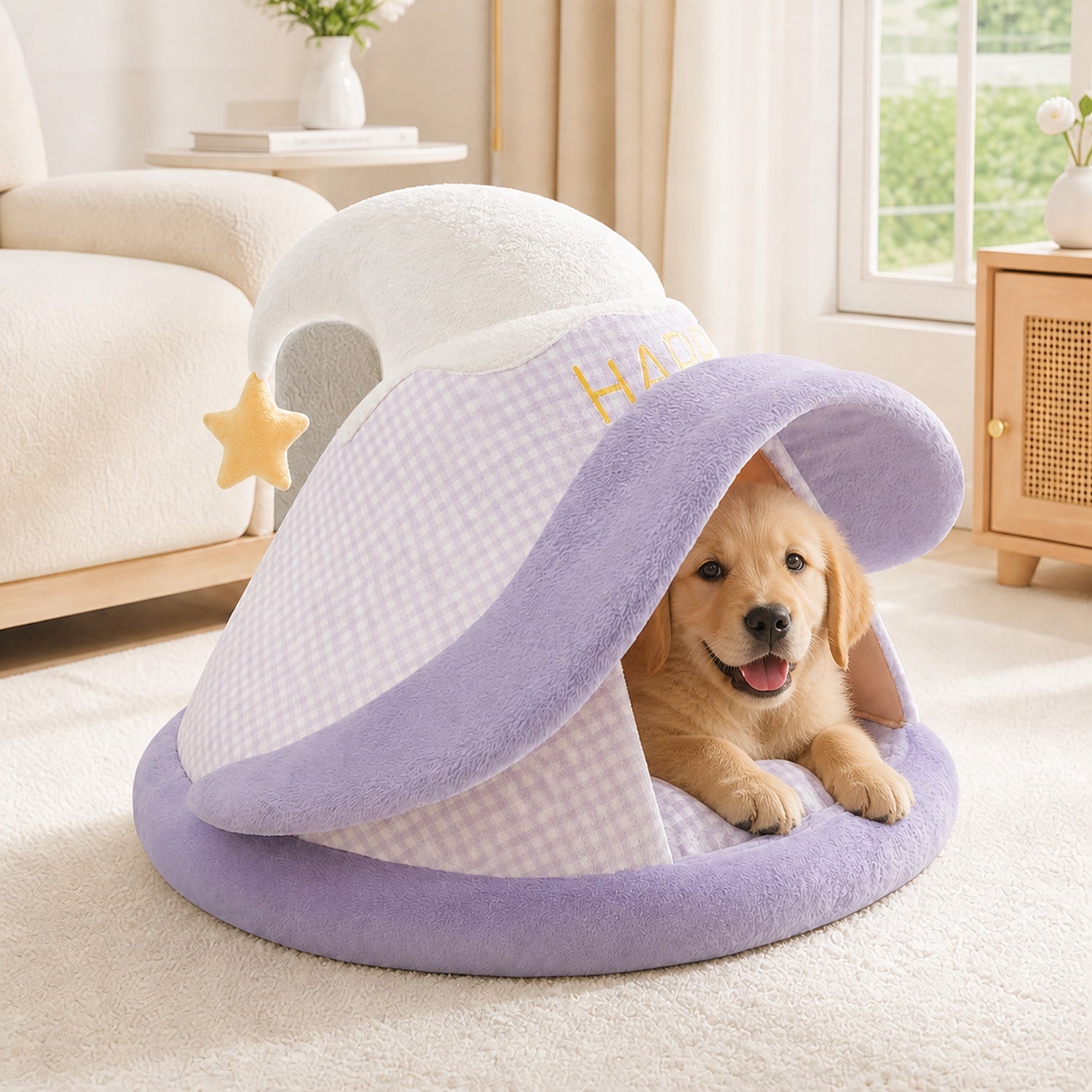 Witch Hat Pet House | Warm Enclosed Bed | Non-Slip Hideaway for Cats & Small Dogs