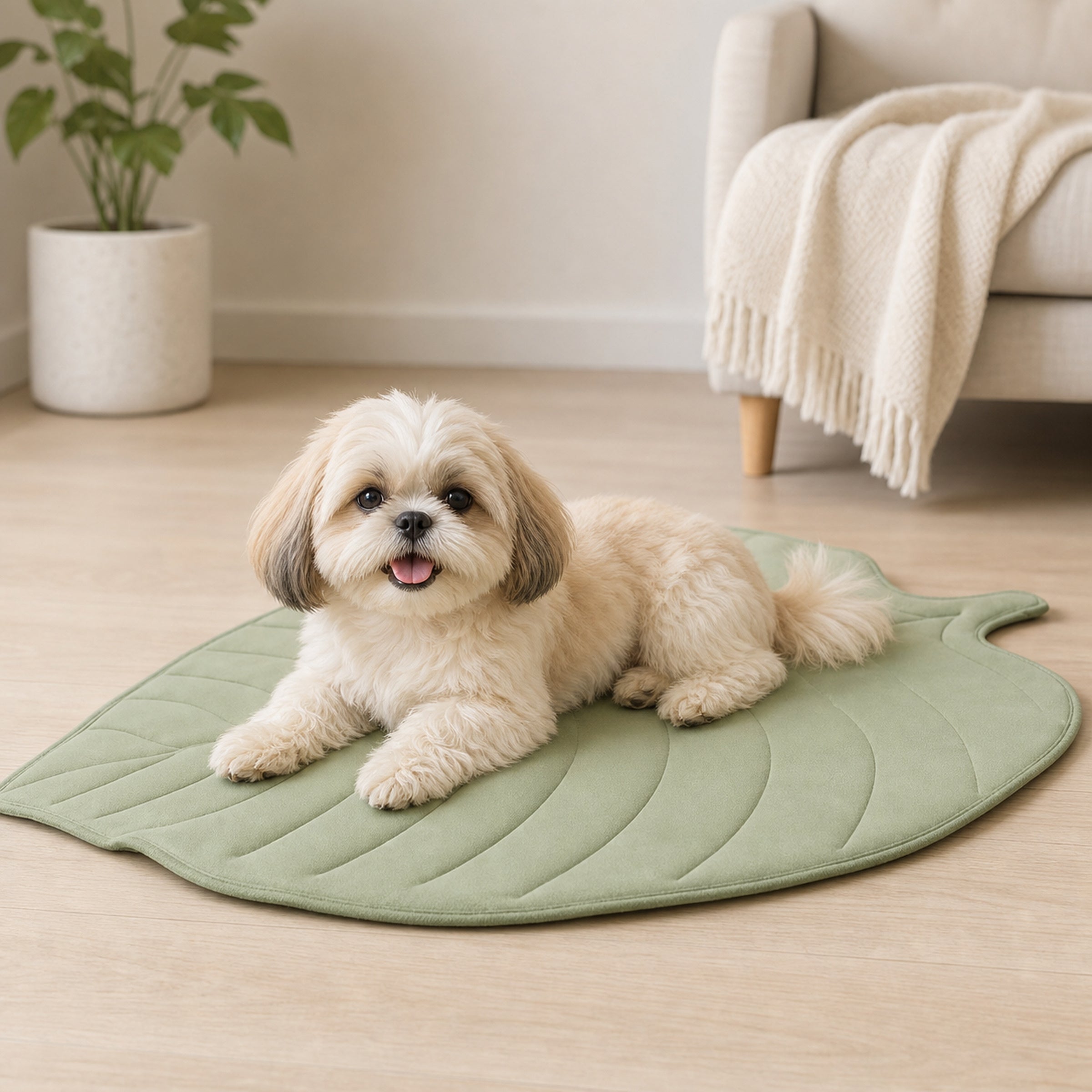 Leaf Cooling Dog Mat | Ice Silk Non-Slip Pet Bed
