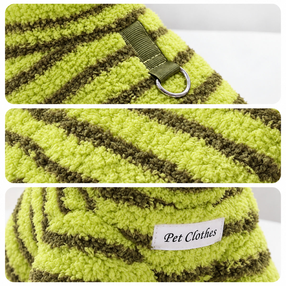 Cosy Striped Dog Jumper | Soft Fleece with Lead Ring | Autumn & Winter