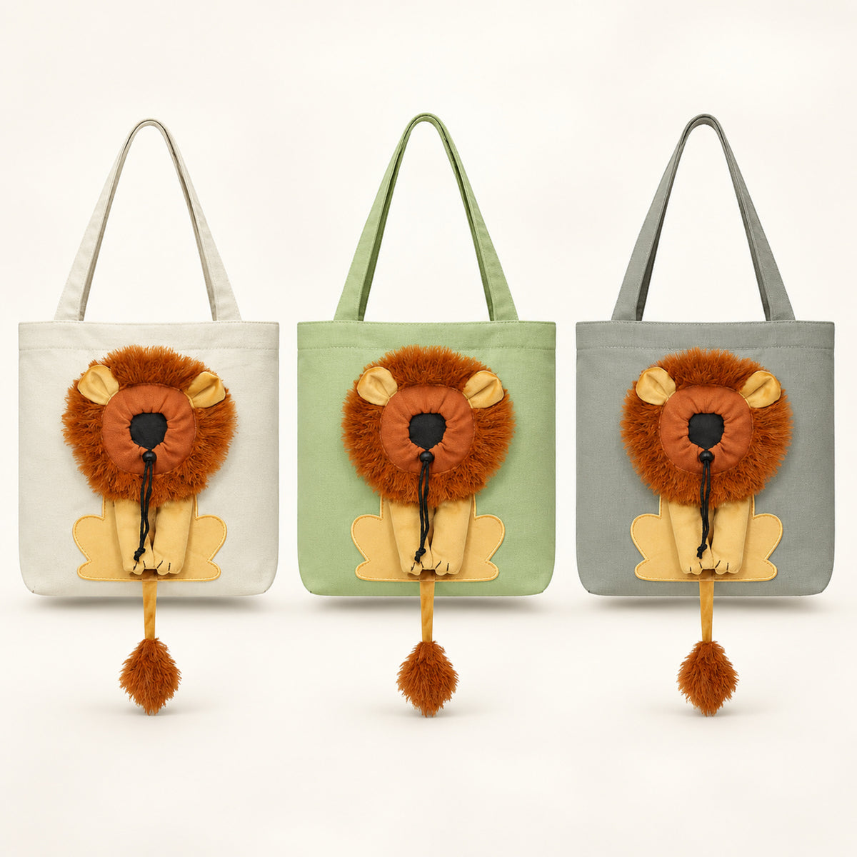 Lion Pet Carrier Tote | Cotton Canvas Shoulder Bag for Small Dogs & Cats