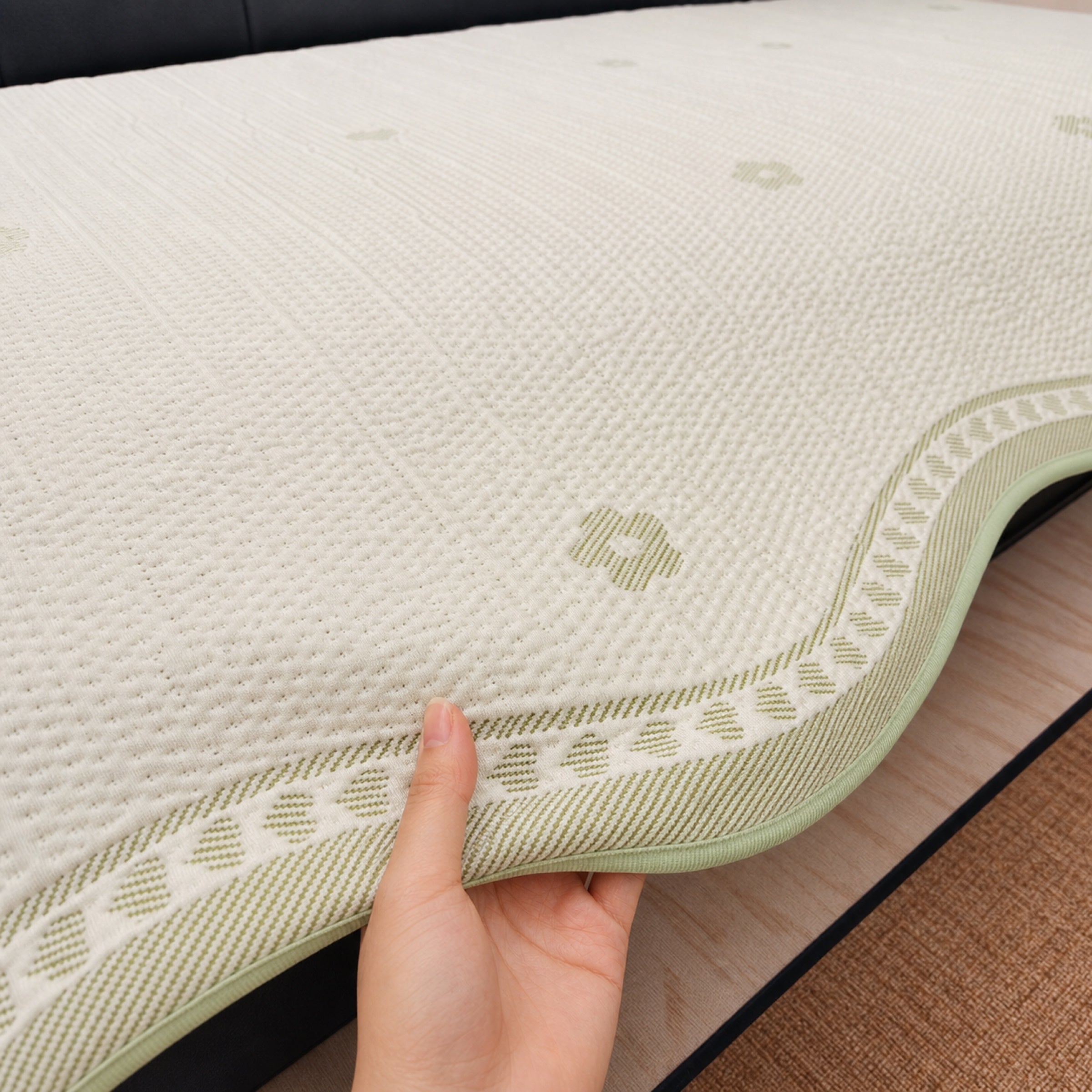 Floral & Bow Cooling Sofa Cover | Breathable Anti-Slip Pet Couch Mat