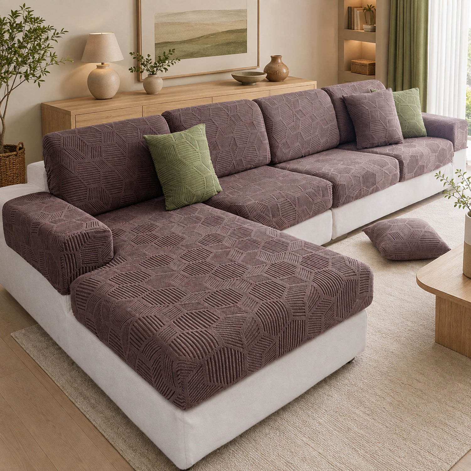 Honeycomb Stretch Sofa Protector | Water-Resistant Full-Coverage Cushion Cover