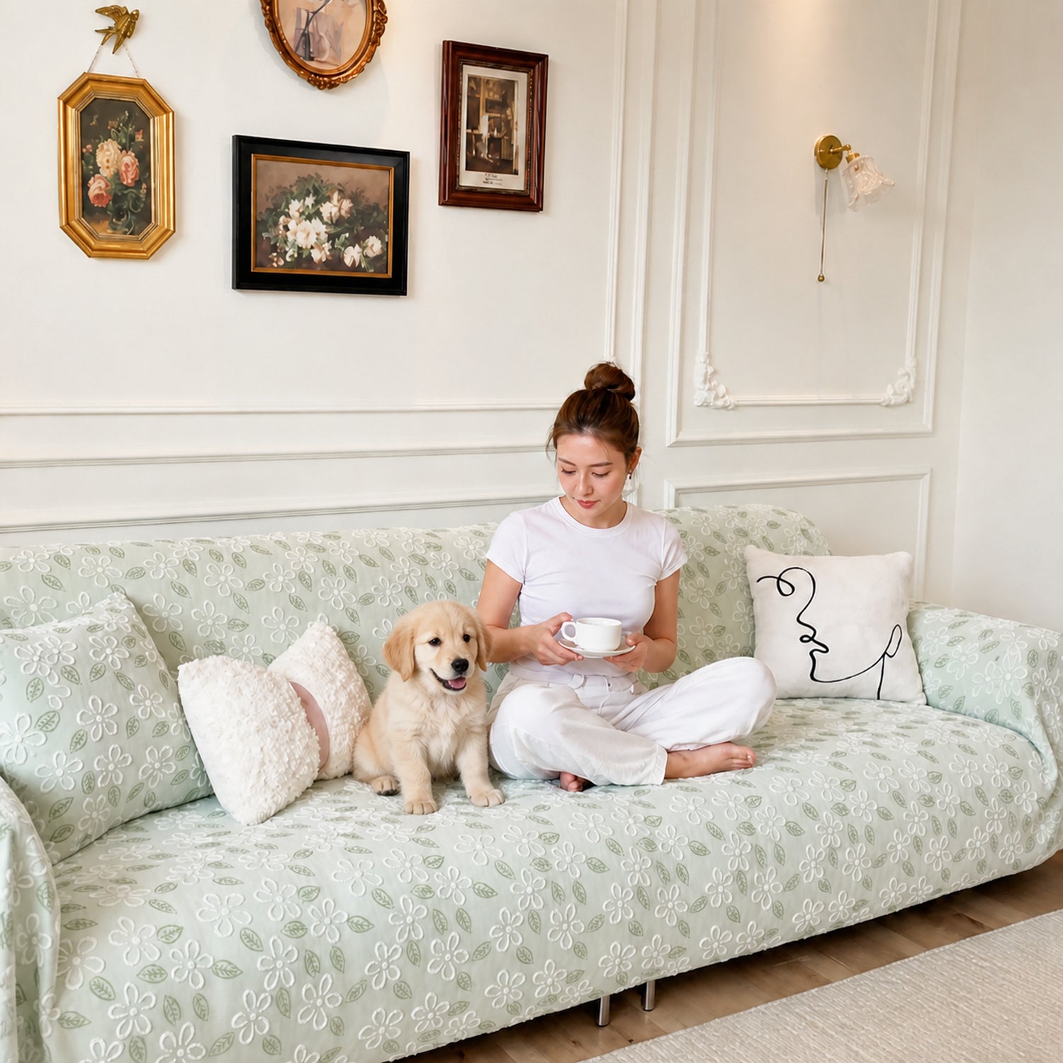 Petal Garden Sofa Protector | Stretch Full-Coverage Elasticated Cover