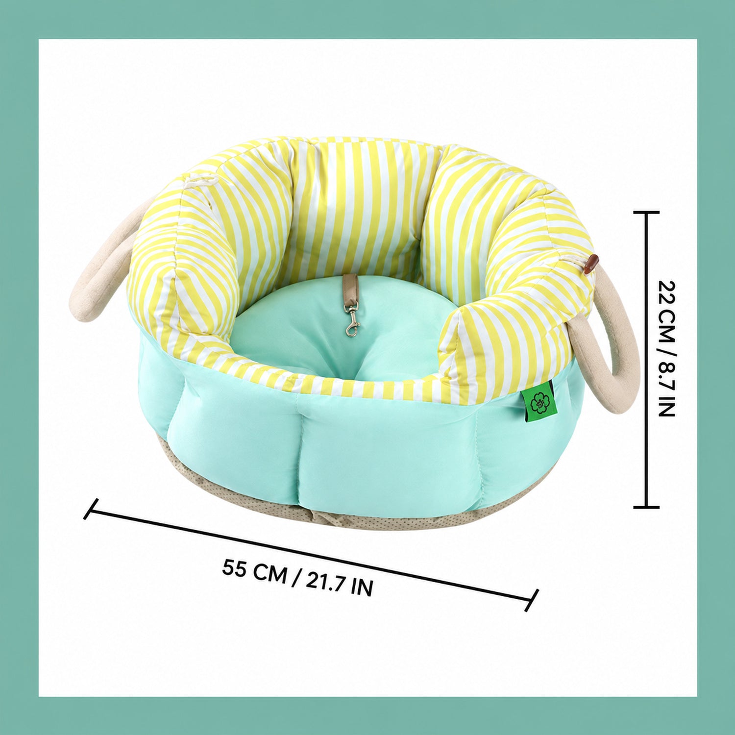 Yellow Stripe Pet Car Seat & Bed | Water-Repellent with Carry Handles