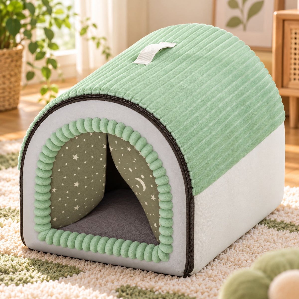 Dog Bed & Cat Bed | Cosy Cabin Pet House | Soft Plush & Removable Cushion
