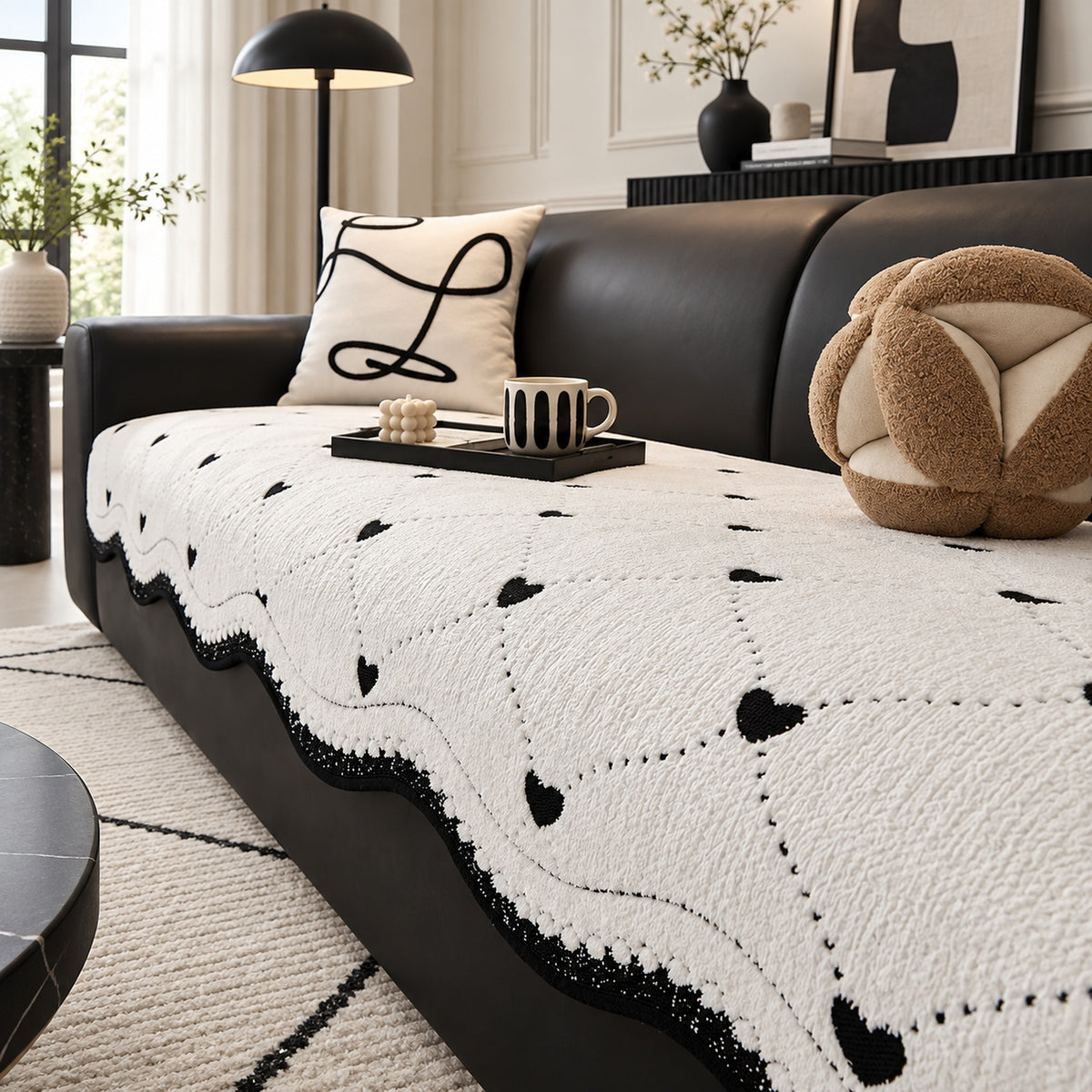 Sofa Cover | Heart Sprinkle Bouclé | Non-Slip Washable Sofa Protector