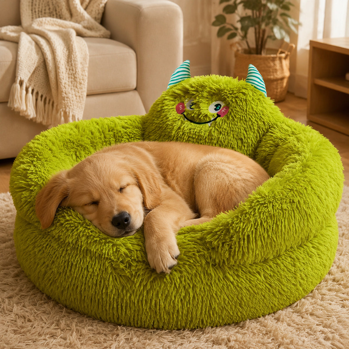 Monster Dog Bed | Plush Warm Nest | Soft Cushion | All-Season Sleeping Mat | Woofing Deals