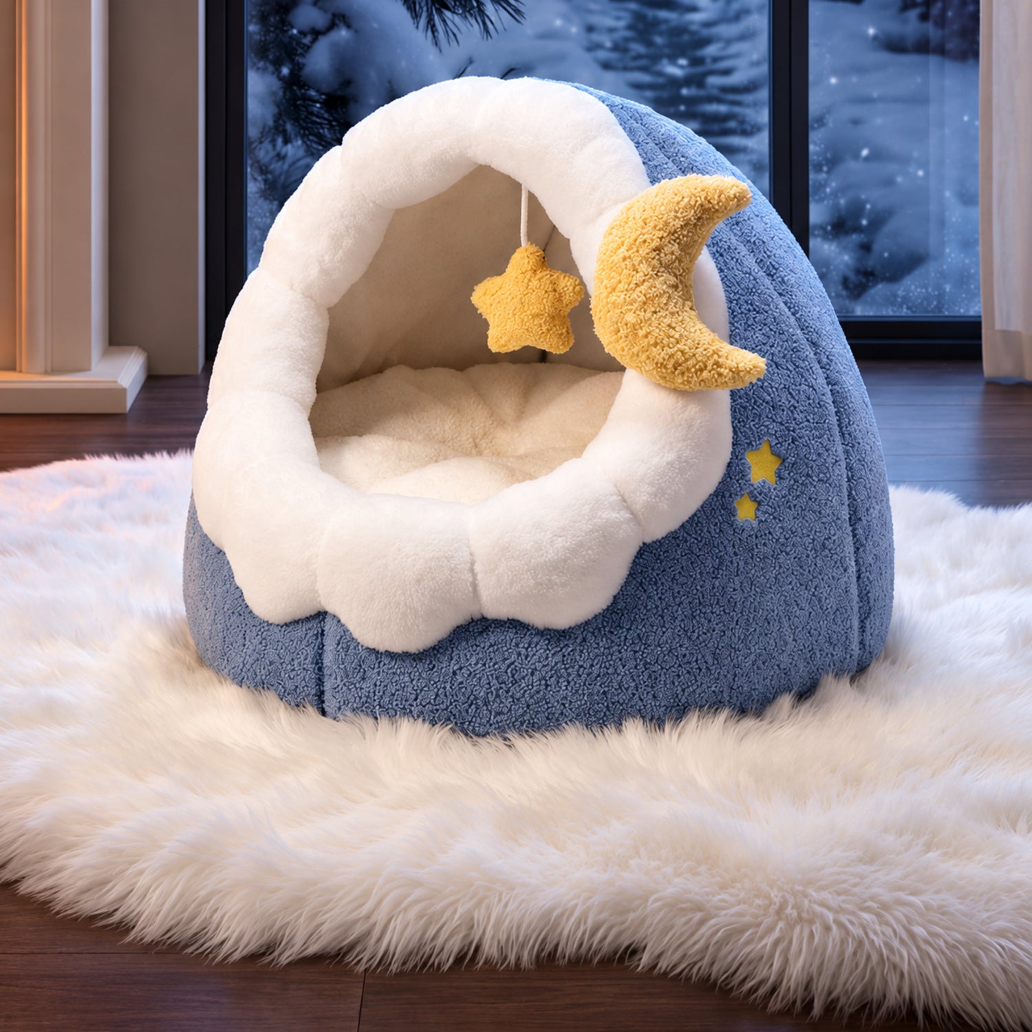 Moonlight Pet Bed for Cats & Small Dogs | Soft Plush | Warm & Washable