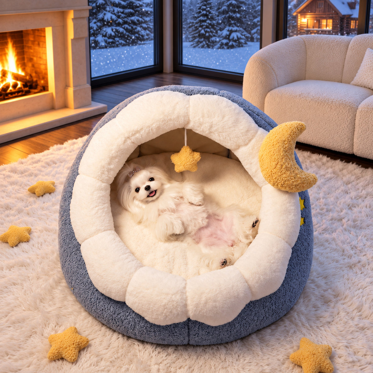 Moonlight Pet Bed for Cats & Small Dogs | Soft Plush | Warm & Washable