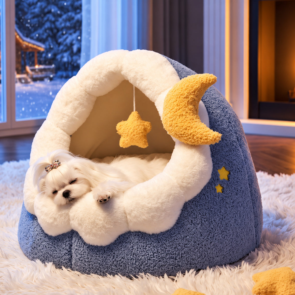 Moonlight Pet Bed for Cats & Small Dogs | Soft Plush | Warm & Washable