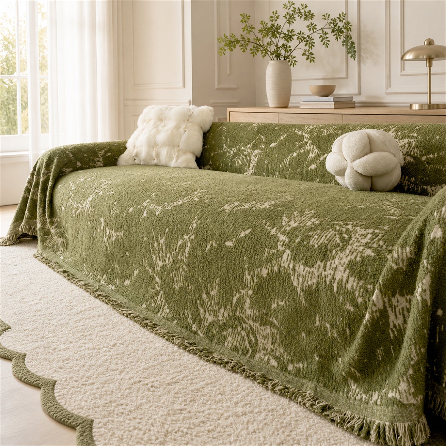 Cloudstone Sofa Throw | Soft Velour | Draping All-Season Sofa Protector