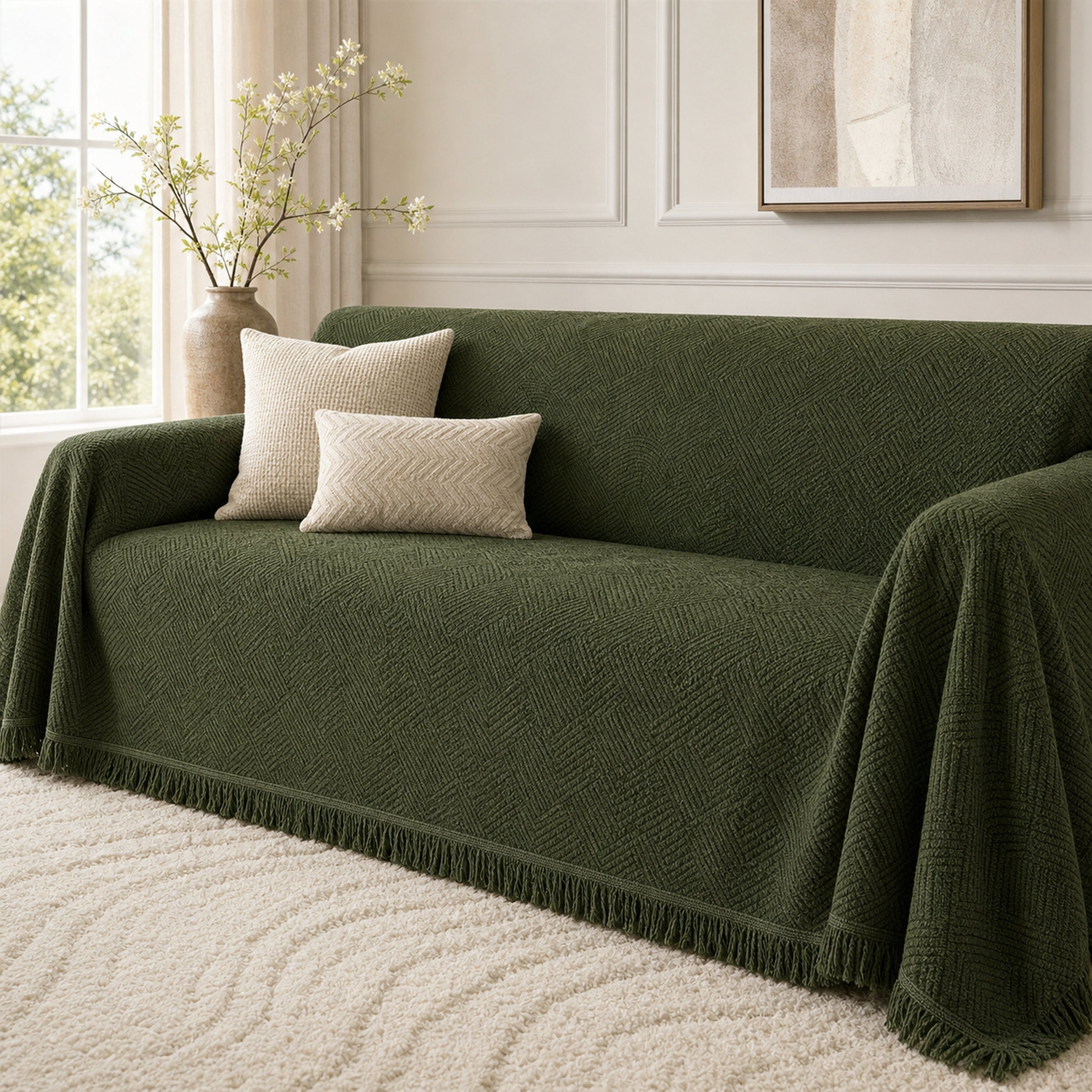 Linework Chenille Sofa Throw | Scratch-Resistant | Machine Washable | Sofa Protector