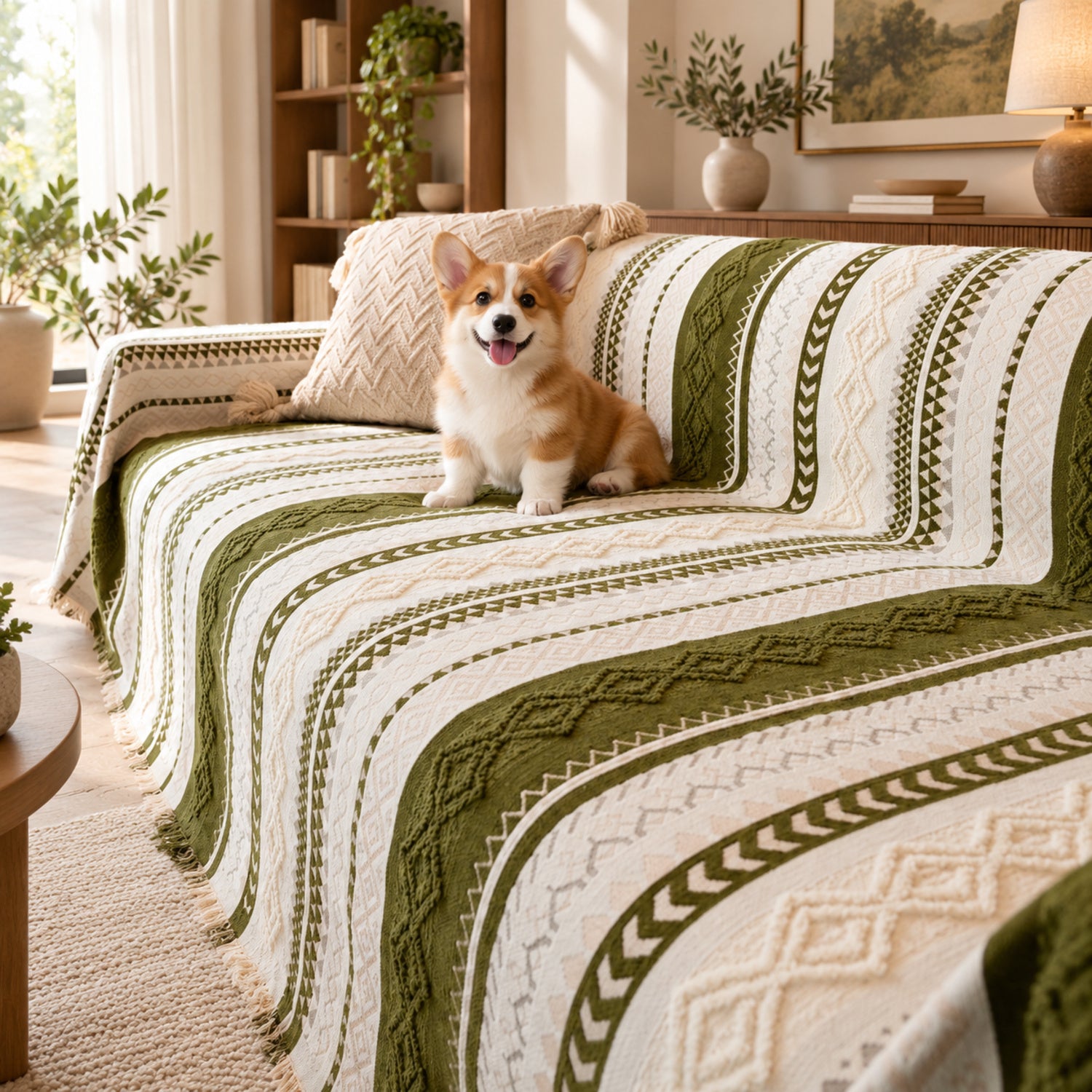 Heritage Loom Chenille Sofa Throw | Machine-Washable Sofa Protector with Fringed Edges