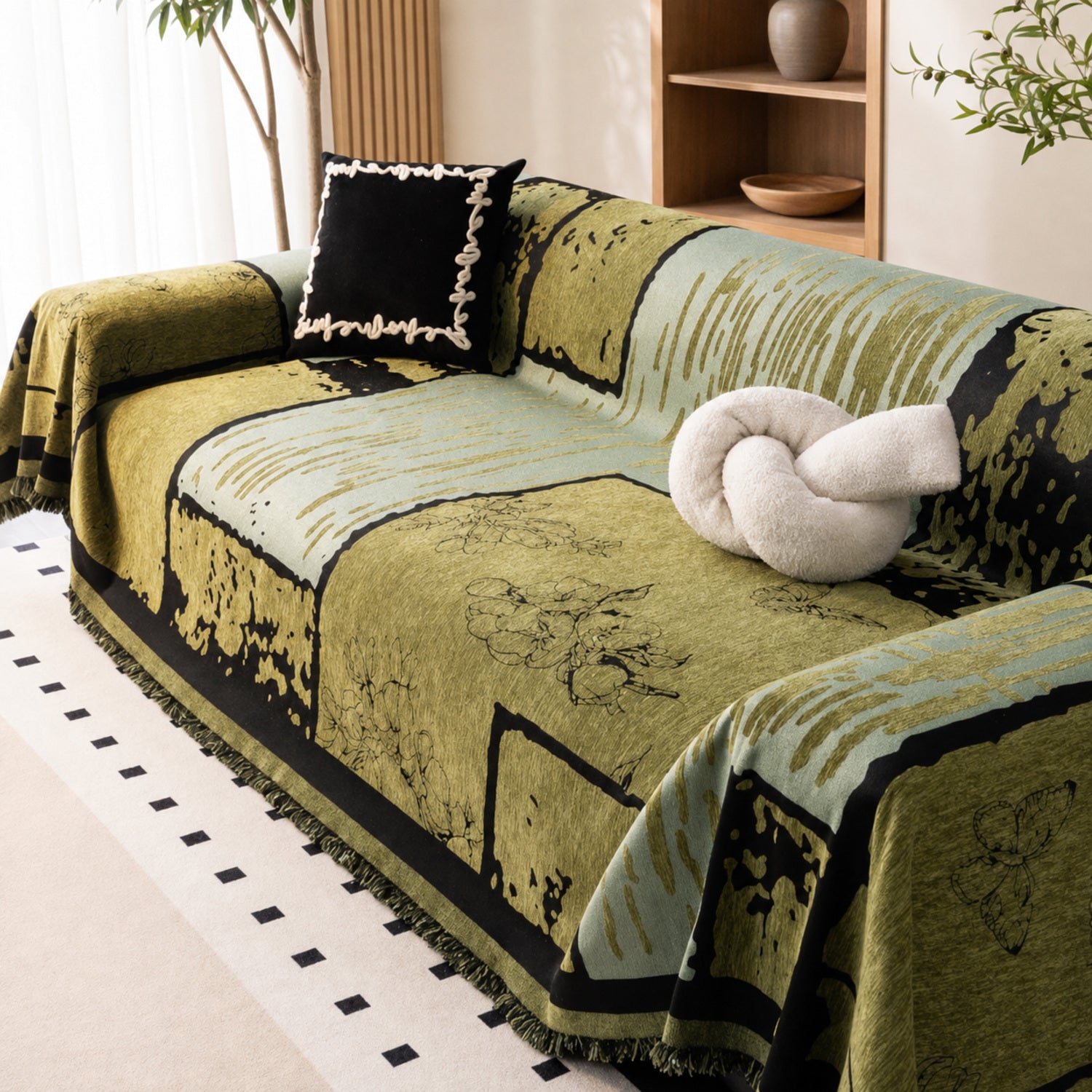 Vintage Chenille Sofa Throw | Scratch-Resistant Machine-Washable Sofa Protector