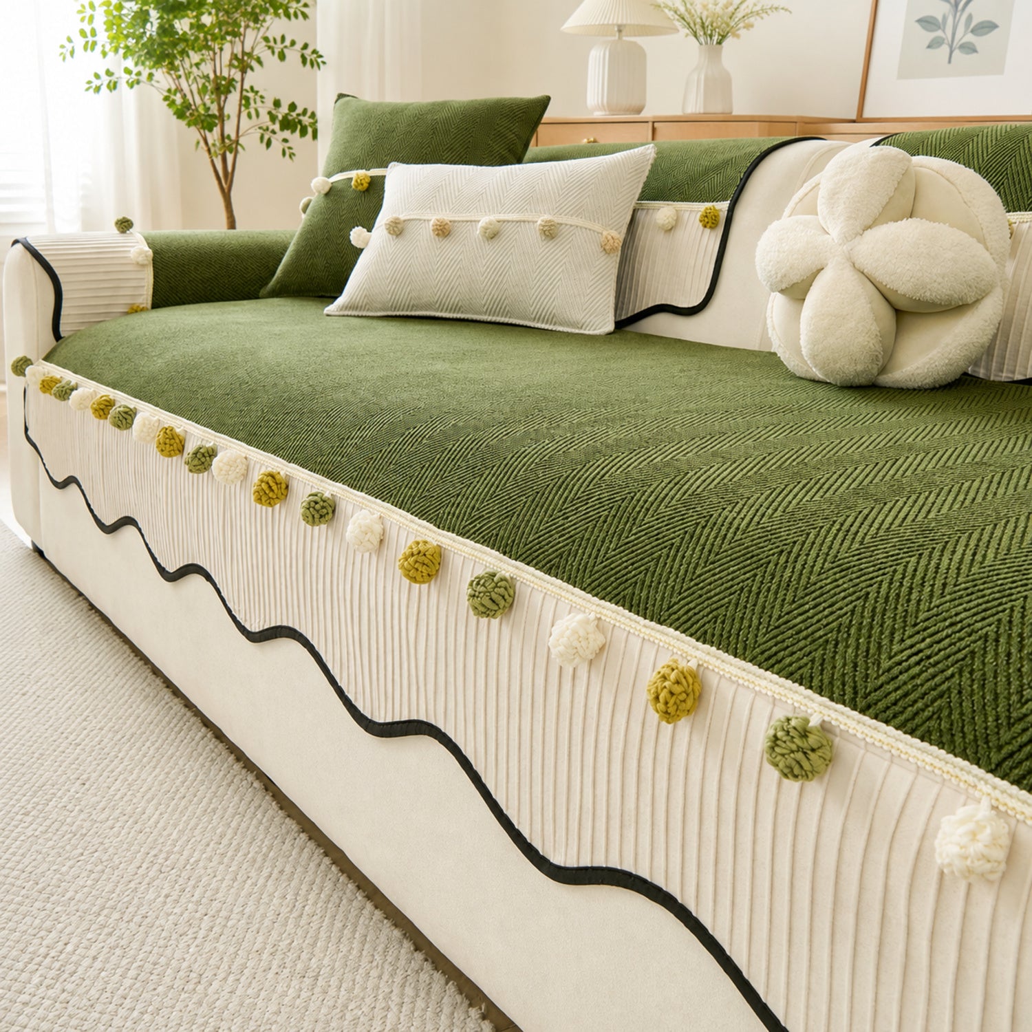 Bobble Weave Chenille Sofa Cover | Non-Slip & Machine Washable