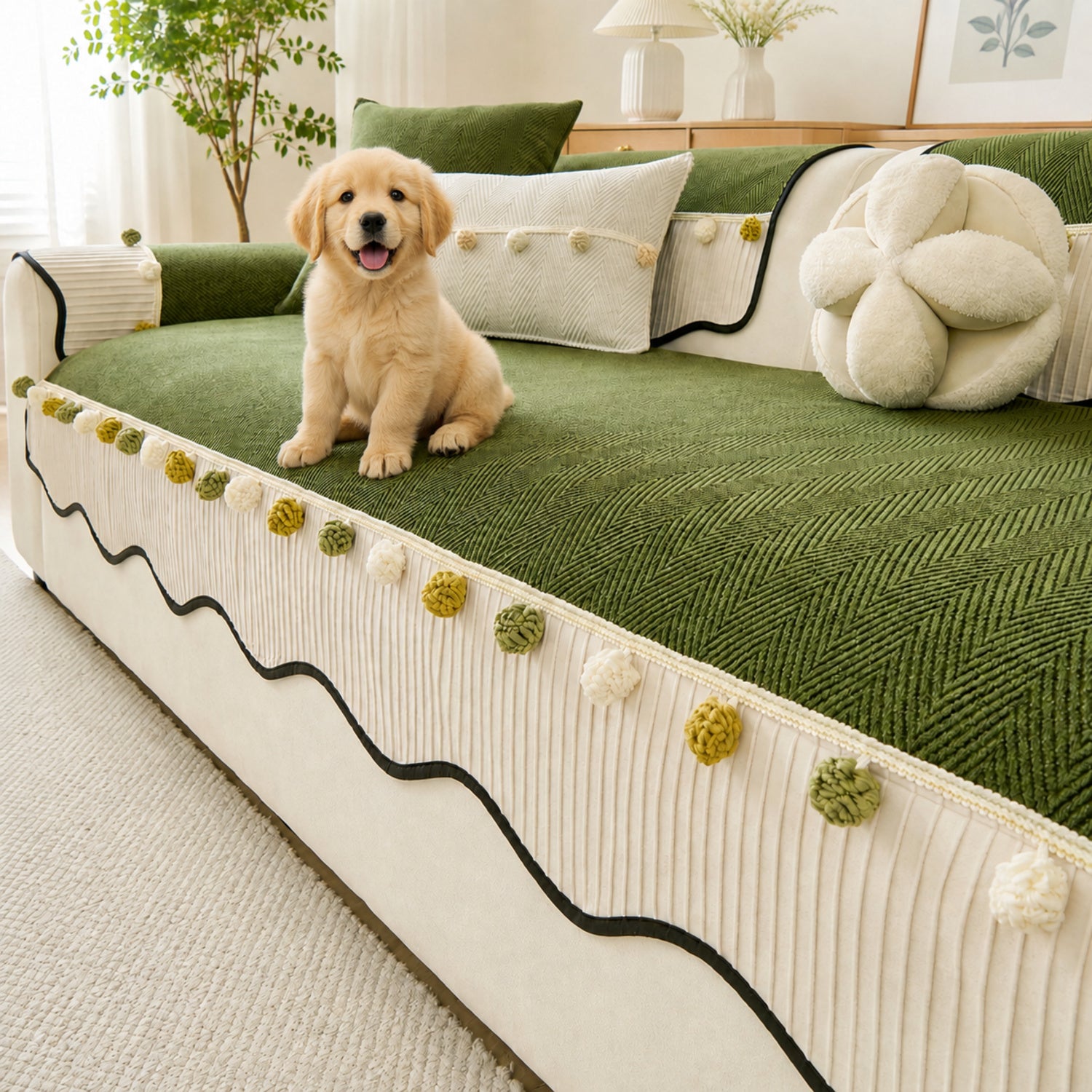 Bobble Weave Chenille Sofa Cover | Non-Slip & Machine Washable