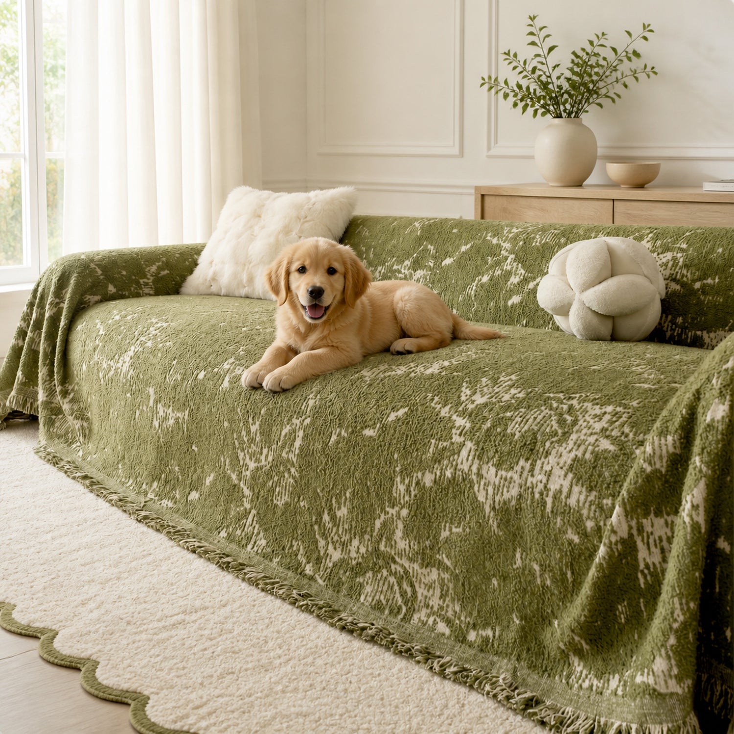 Cloudstone Sofa Throw | Soft Velour | Draping All-Season Sofa Protector
