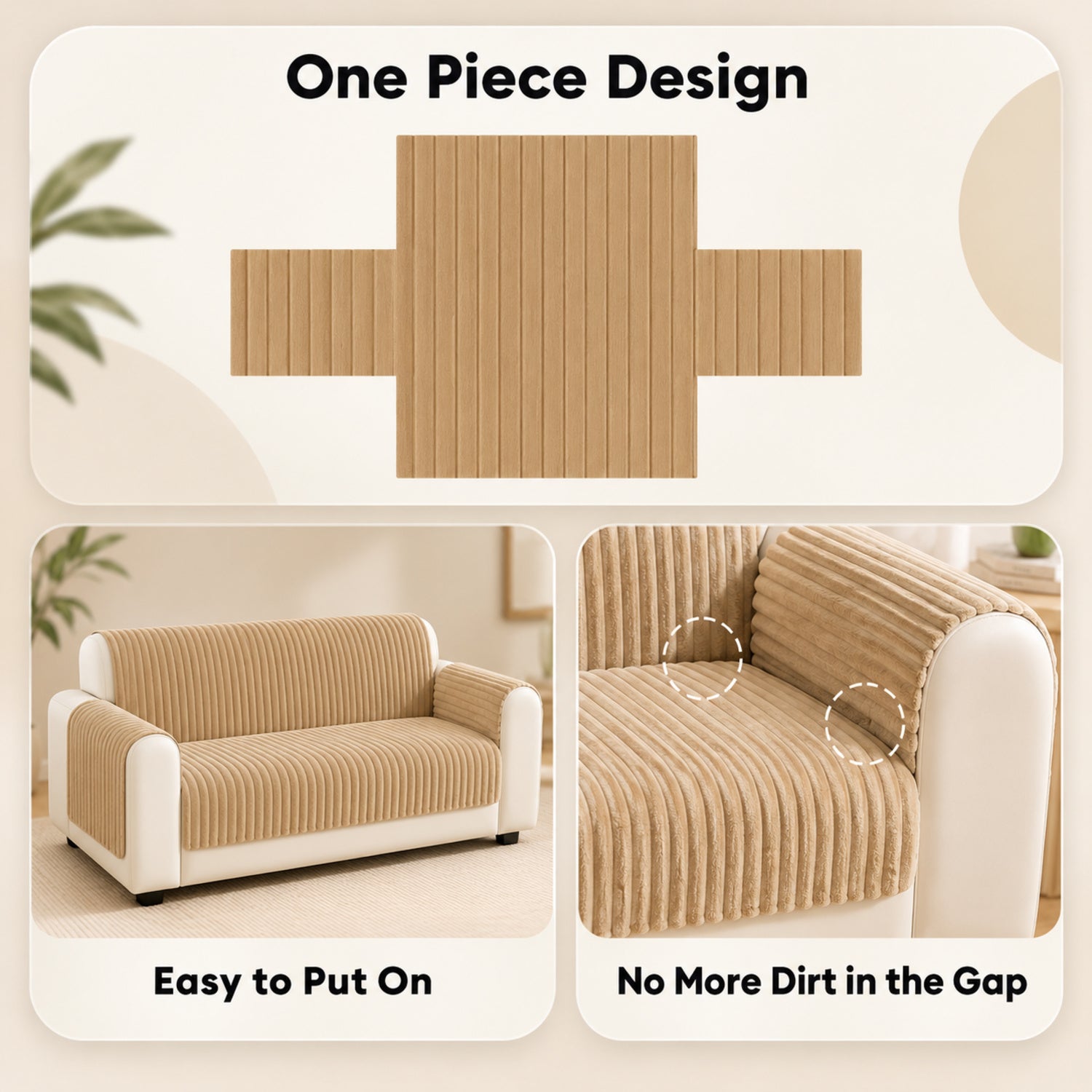 One-Piece Plush Sofa Cover | Non-Slip Washable Pet Protector for Recliners & Loveseats
