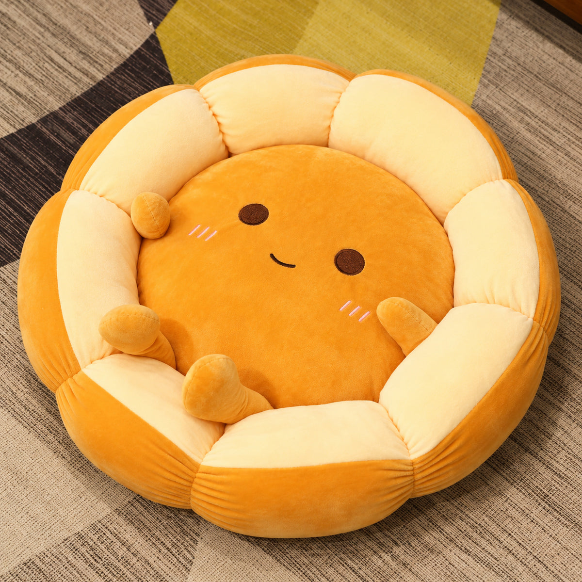 Dog & Cat Bed and Seat Cushion | Flower Design | Soft, Washable Plush