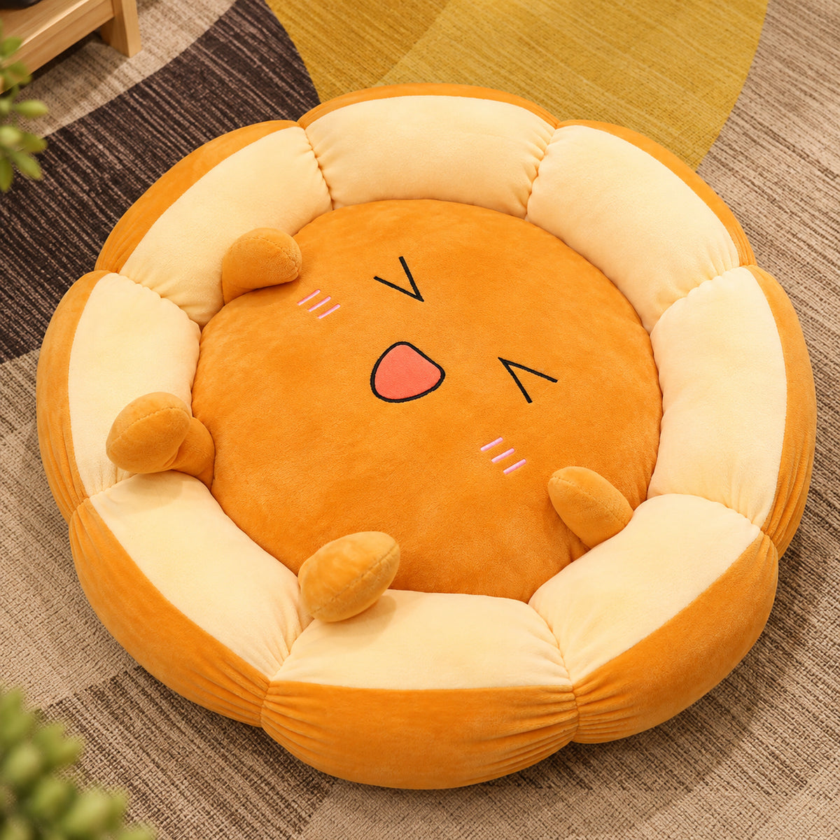 Dog & Cat Bed and Seat Cushion | Flower Design | Soft, Washable Plush