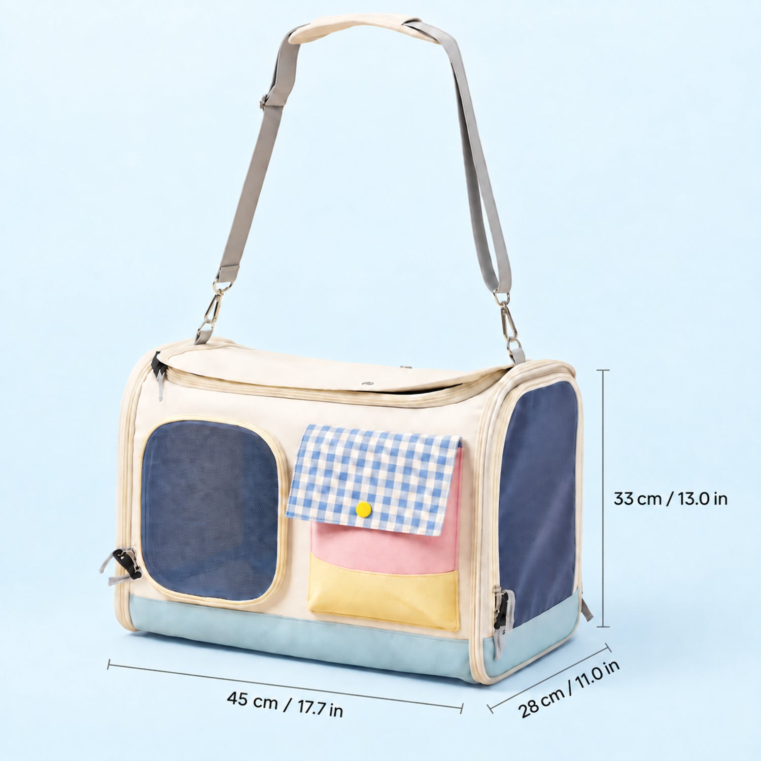 Foldable Pet Carrier for Cats & Small Dogs | Mesh Panels & Adjustable Shoulder Strap