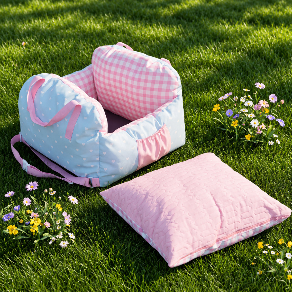 Picnic Day Pet Car Seat & Carrier with Reversible Cooling Cushion