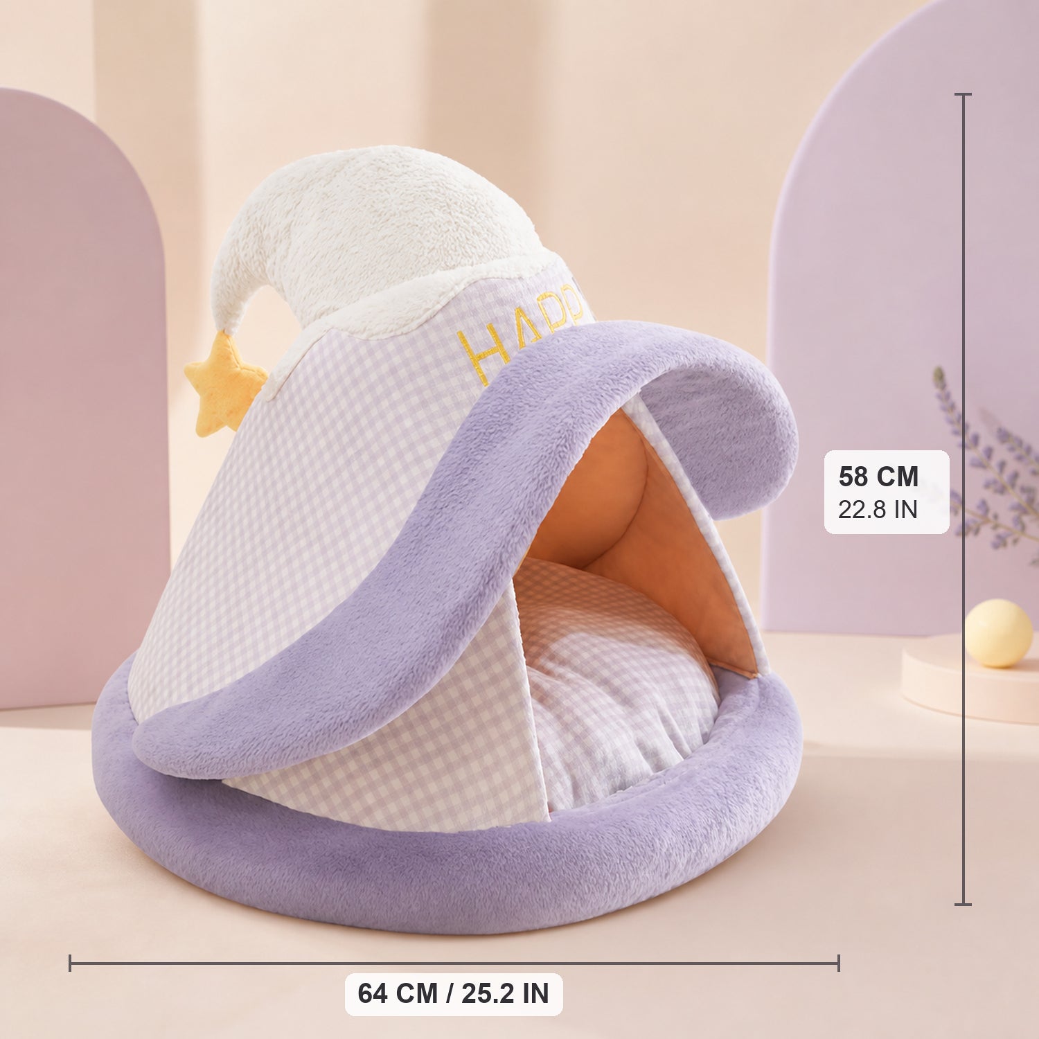 Witch Hat Pet House | Warm Enclosed Bed | Non-Slip Hideaway for Cats & Small Dogs