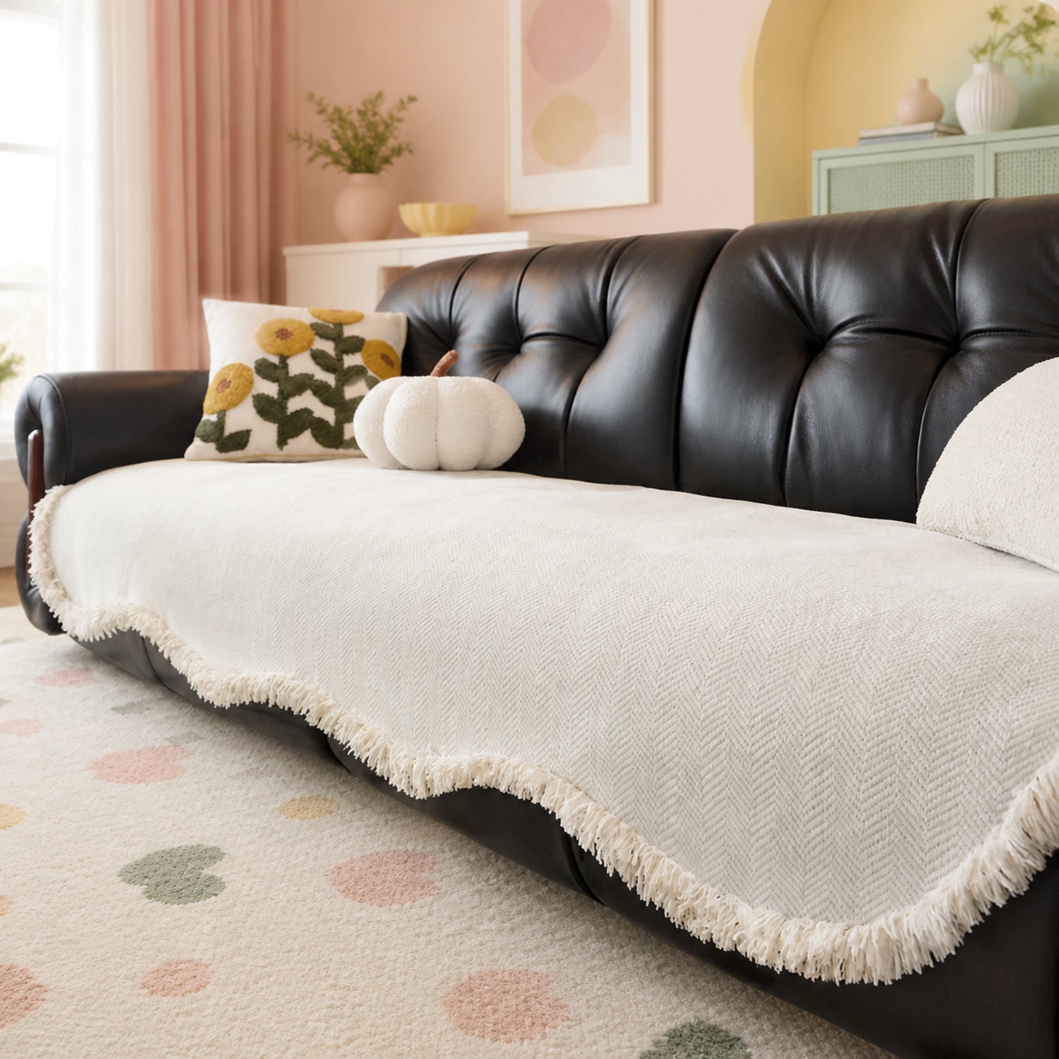 Little Bear Sofa Cover | Chenille Non-Slip Sofa Protector | Machine Washable