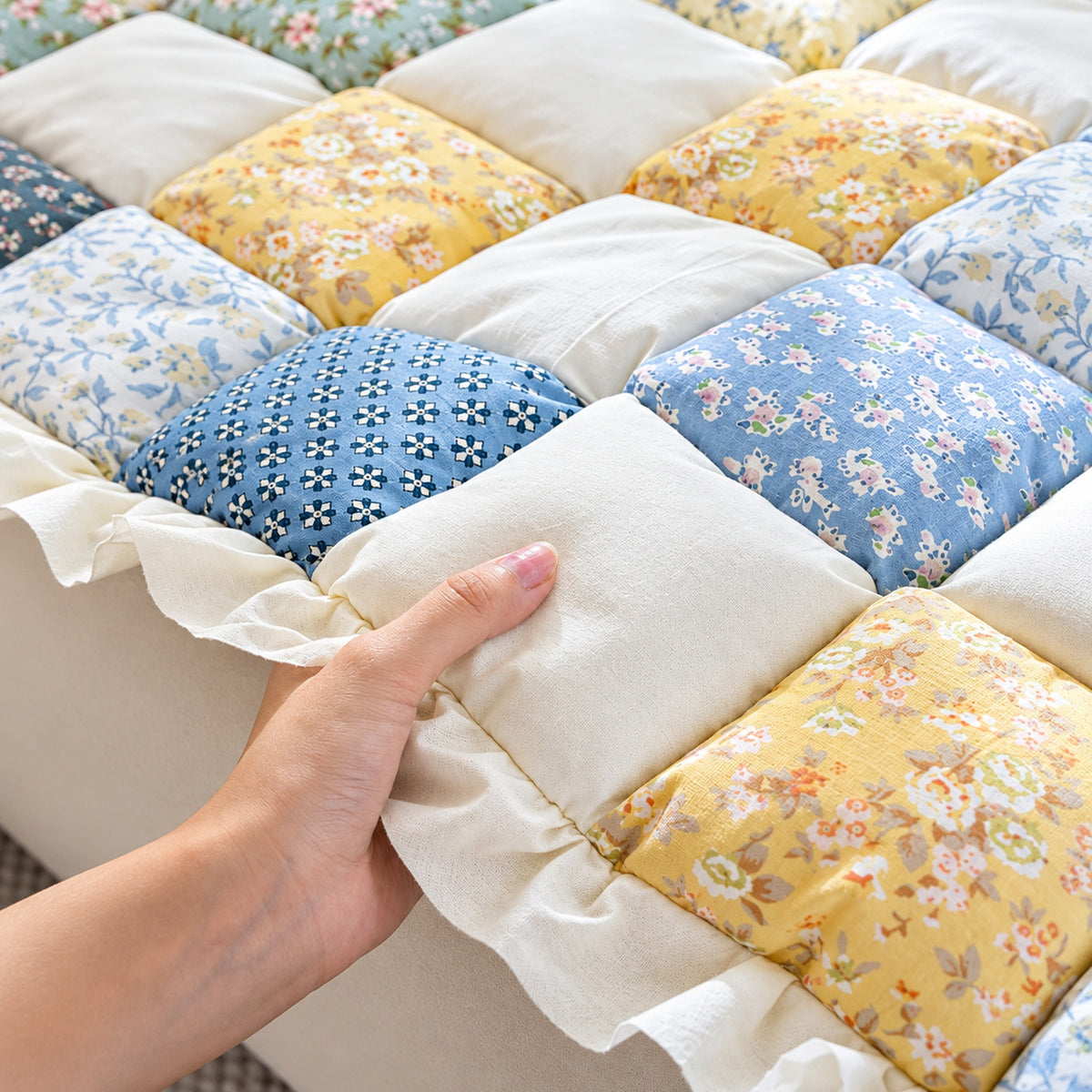 Patchwork Sofa Cover | Non-Slip Sofa Protector | Quilted 100% Cotton