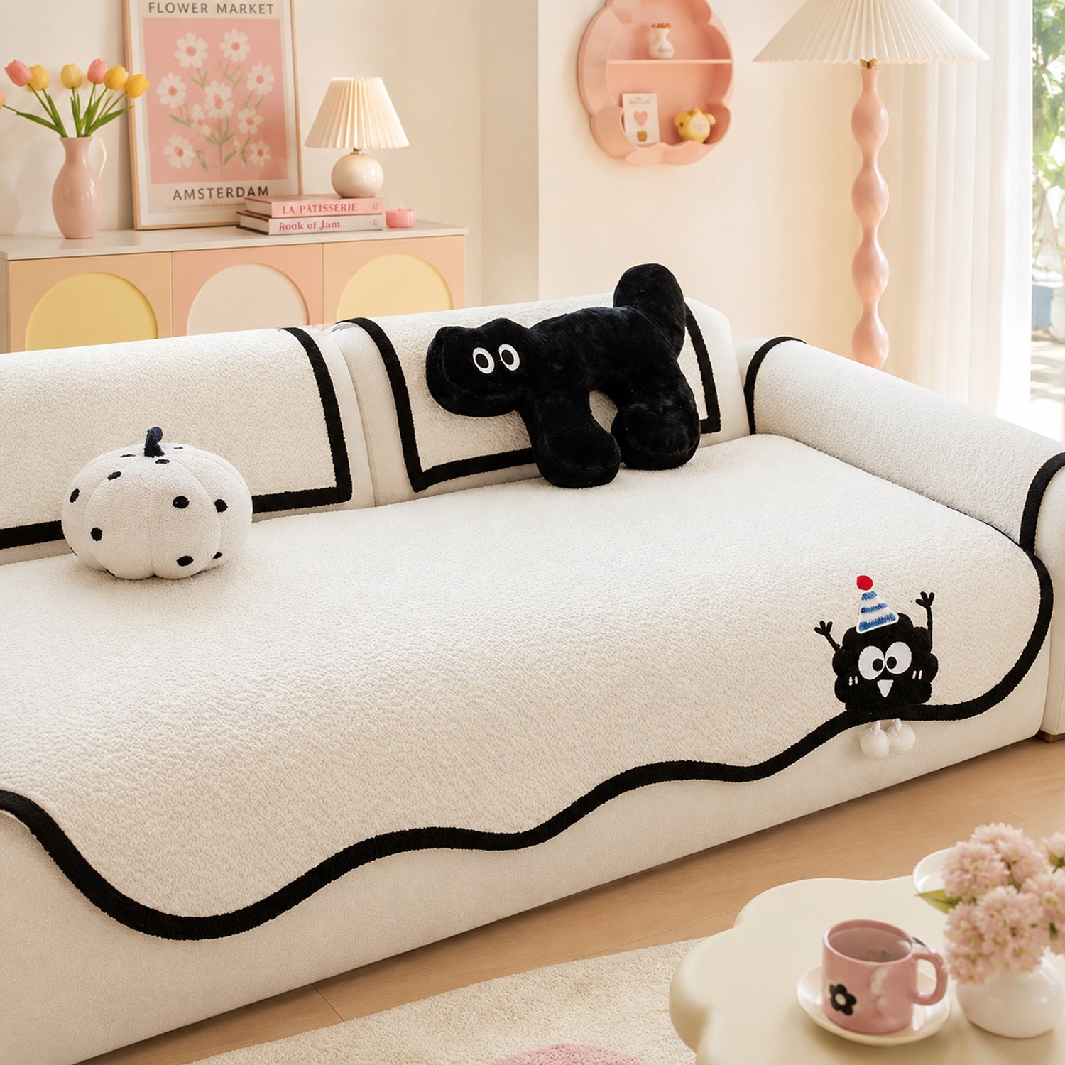Cheeky Monster Chenille Sofa Protector | Water-Resistant Non-Slip Cover