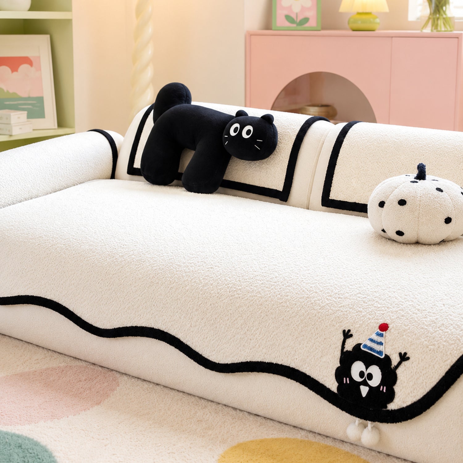 Cheeky Monster Chenille Sofa Protector | Water-Resistant Non-Slip Cover