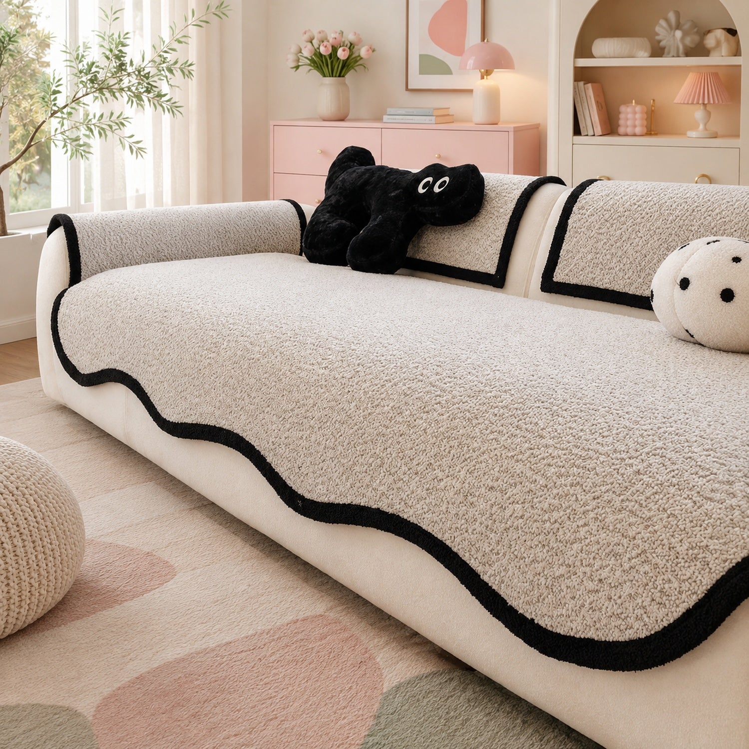 Cheeky Monster Chenille Sofa Protector | Water-Resistant Non-Slip Cover