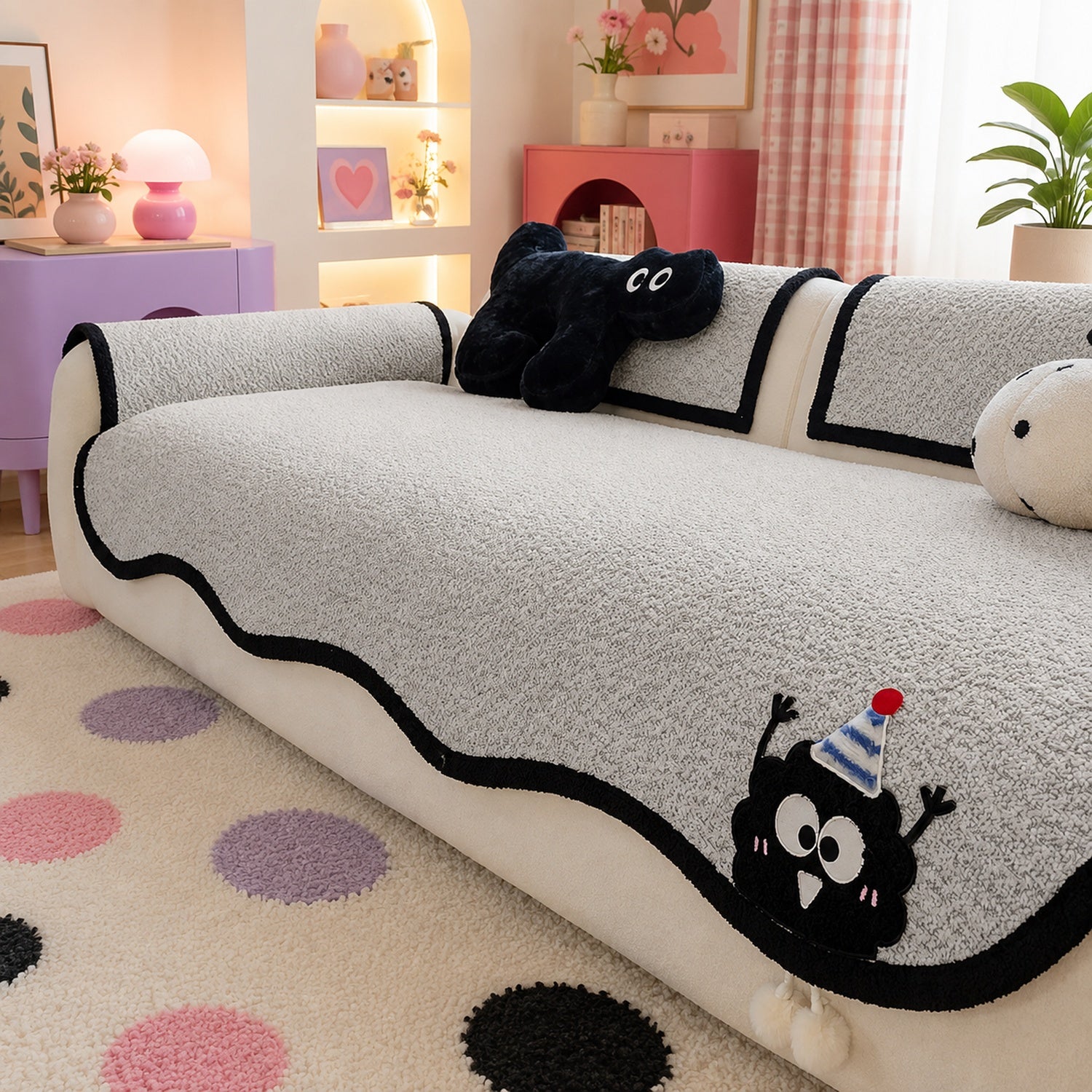 Cheeky Monster Chenille Sofa Protector | Water-Resistant Non-Slip Cover