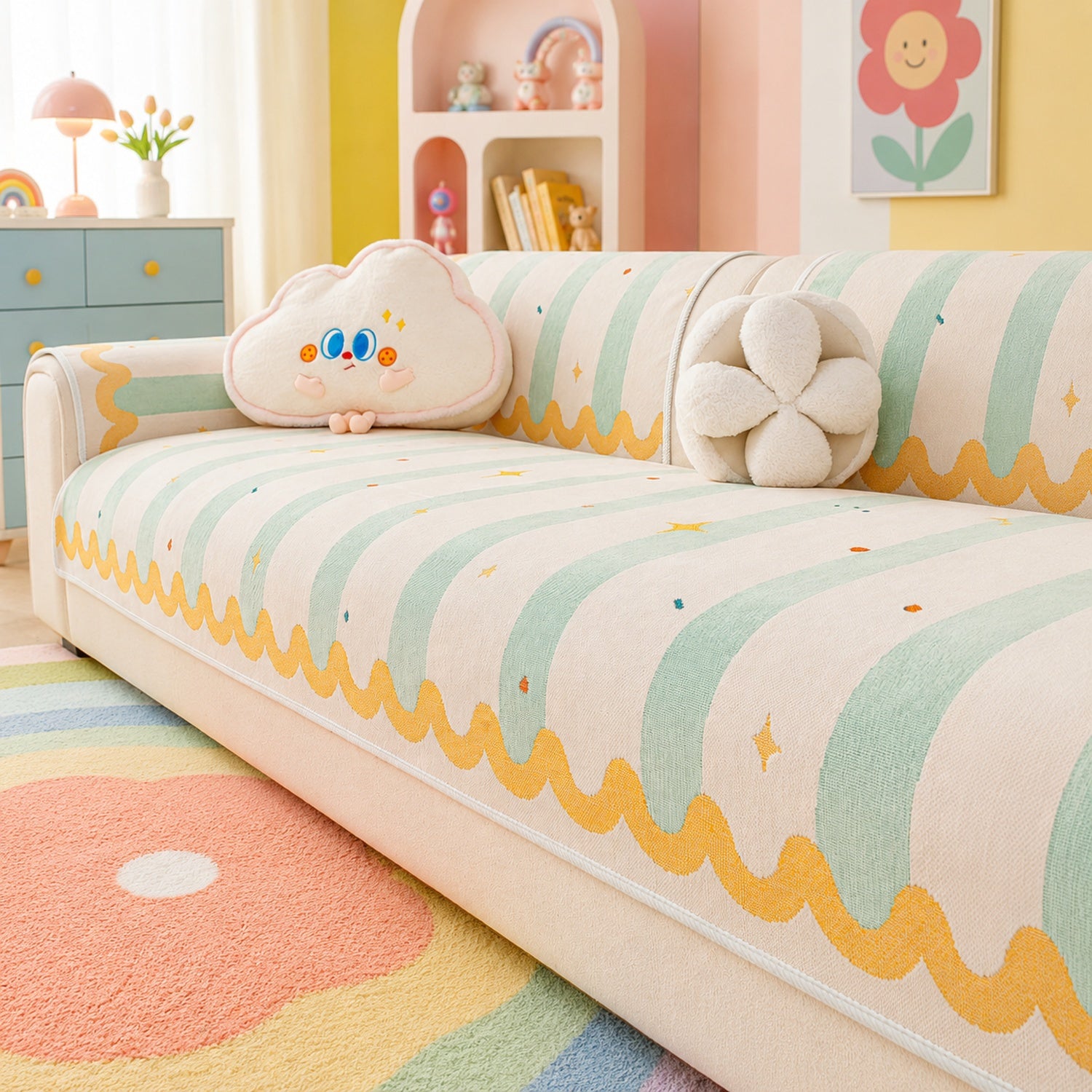Dreamy Star Sofa Protector | Chenille Non-Slip Machine-Washable All-Season Cover