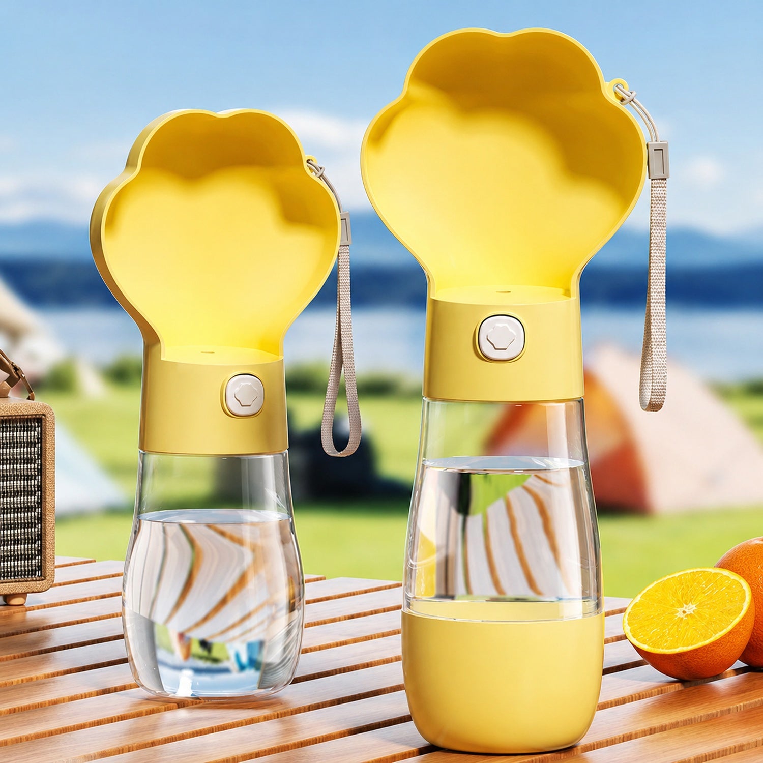 Paw-Shaped Dog Water Bottle | Leak-Resistant Travel Bowl | Water Return Lock