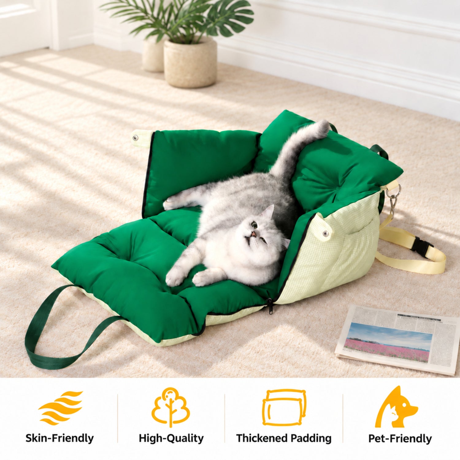 Easy-Clean Pet Car Seat & Bed for Small Dogs & Cats