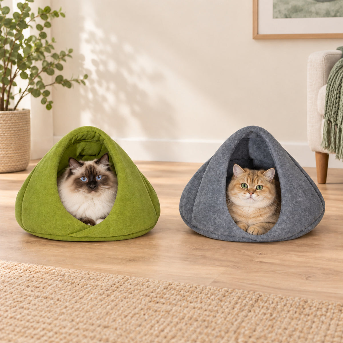 Cosy Cat Cave Bed | Soft Fleece Lining | Indoor Hideaway for All Seasons