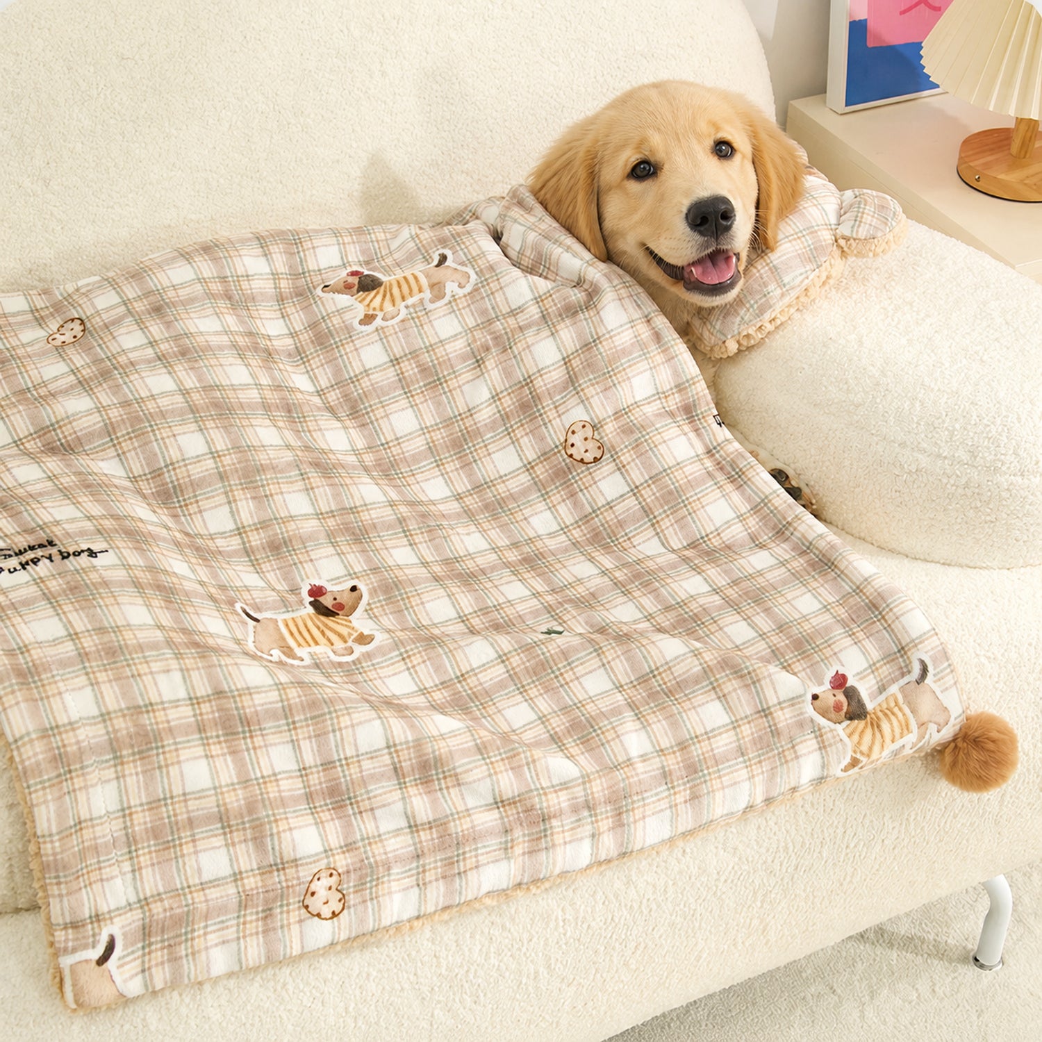 All-Season Reversible Pet Mat with Pillow | Cotton Velvet | Machine Washable