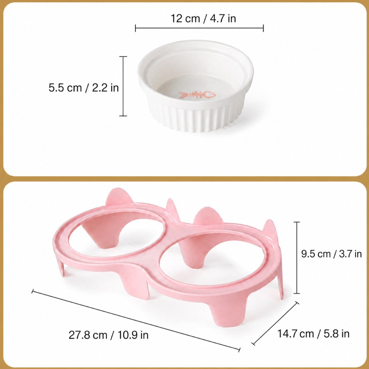 Elevated Ceramic Cat Feeder | 15° Tilted Double Bowls | Easy-Clean Neck-Friendly Stand