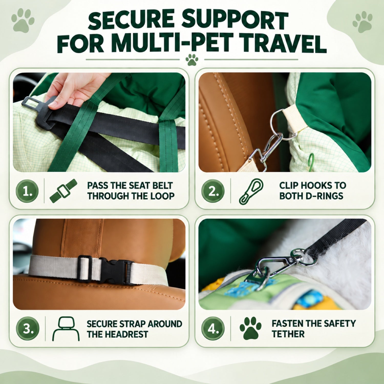 Easy-Clean Pet Car Seat & Bed for Small Dogs & Cats
