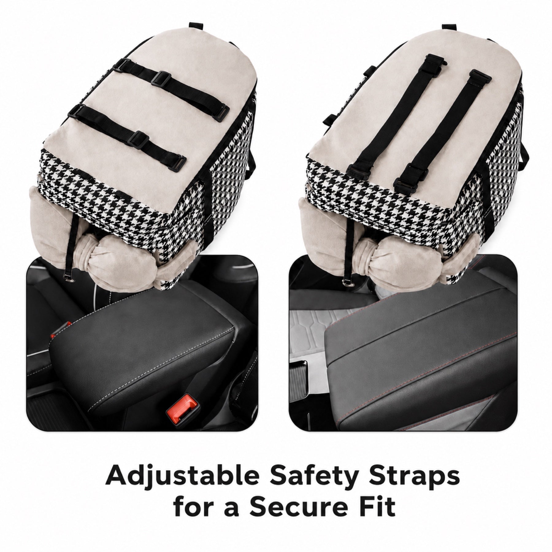 Bow-Knot Pet Car Seat Carrier | Washable Corduroy | Safety Straps & Carry Handles