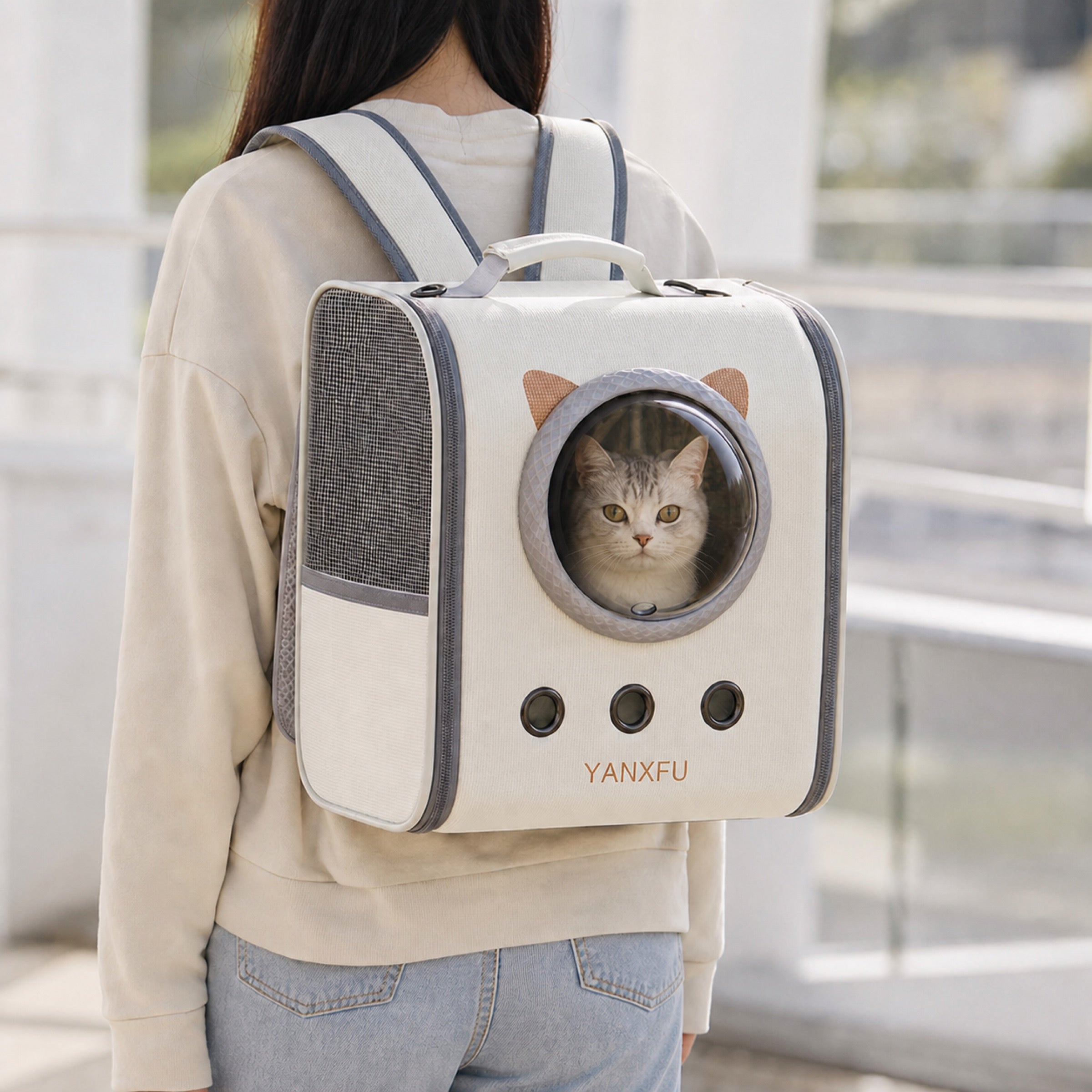 Spacious Pet Carrier Backpack | Oxford Fabric Dog & Cat Travel Bag | Foldable Design | Woofing Deals