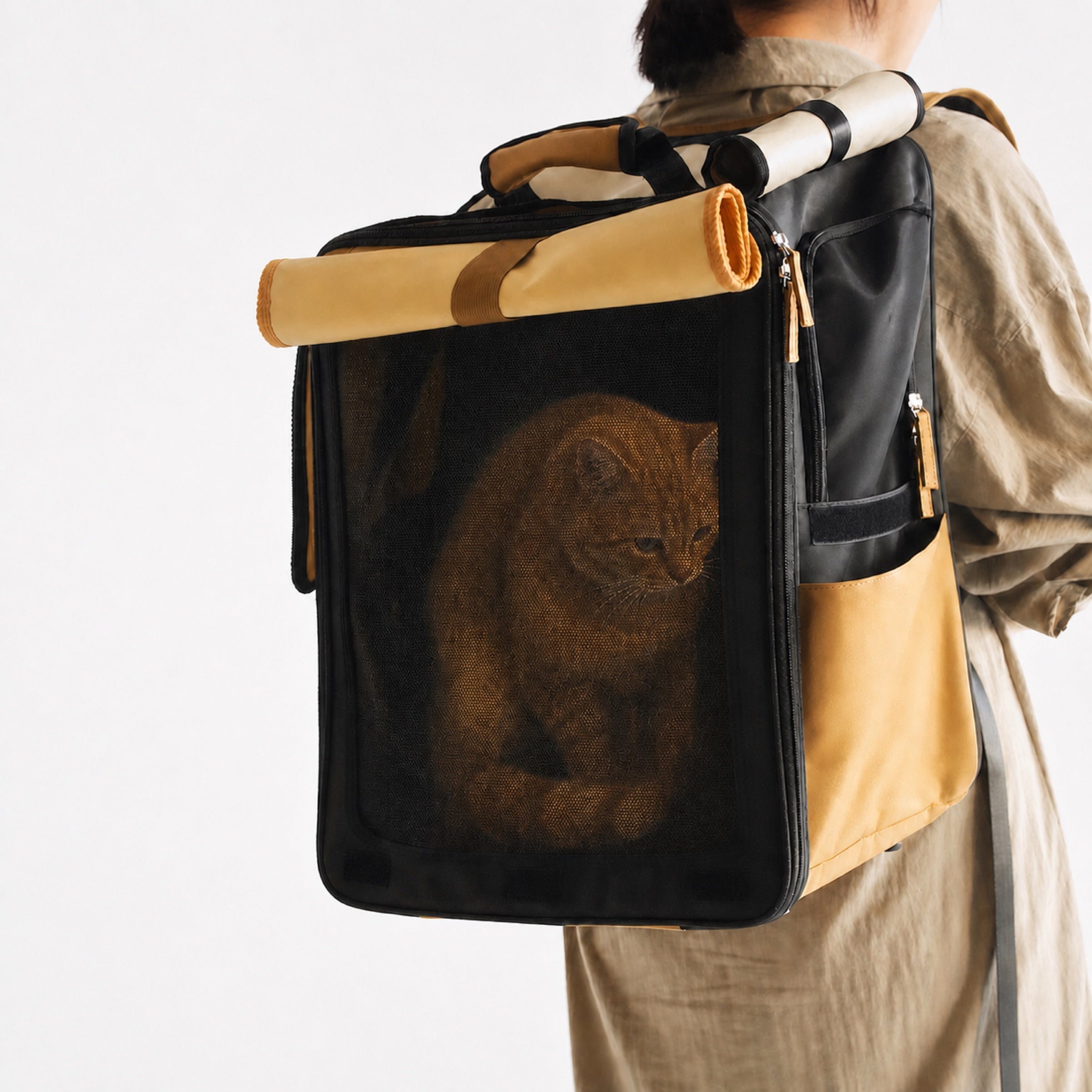 Pet Carrier Backpack | Breathable Roll-Up Travel Bag | Oxford Cloth | Woofing Deals