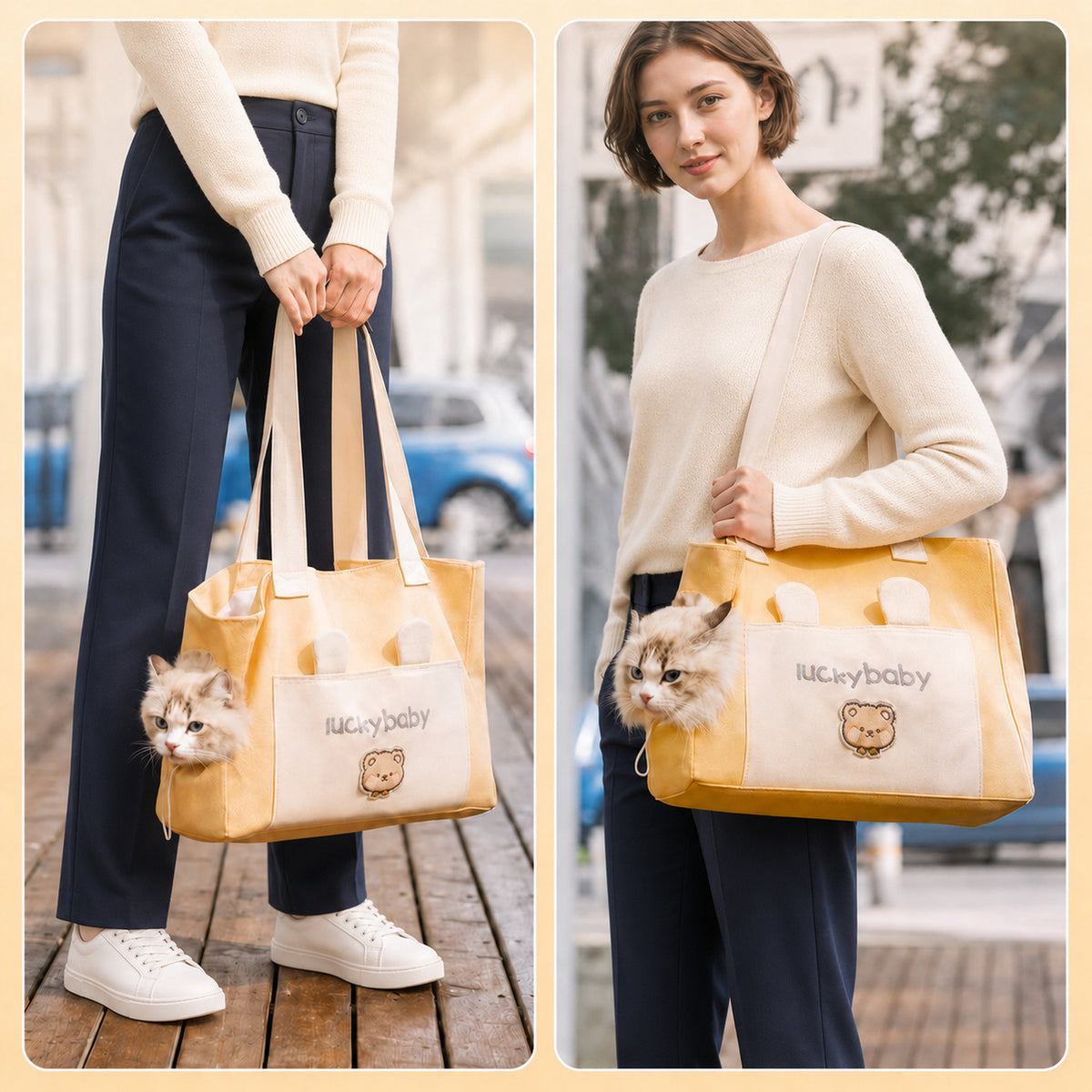 Foldable Pet Carrier Tote | Zipped Mesh Panel, Safety Clip & Carry Handles