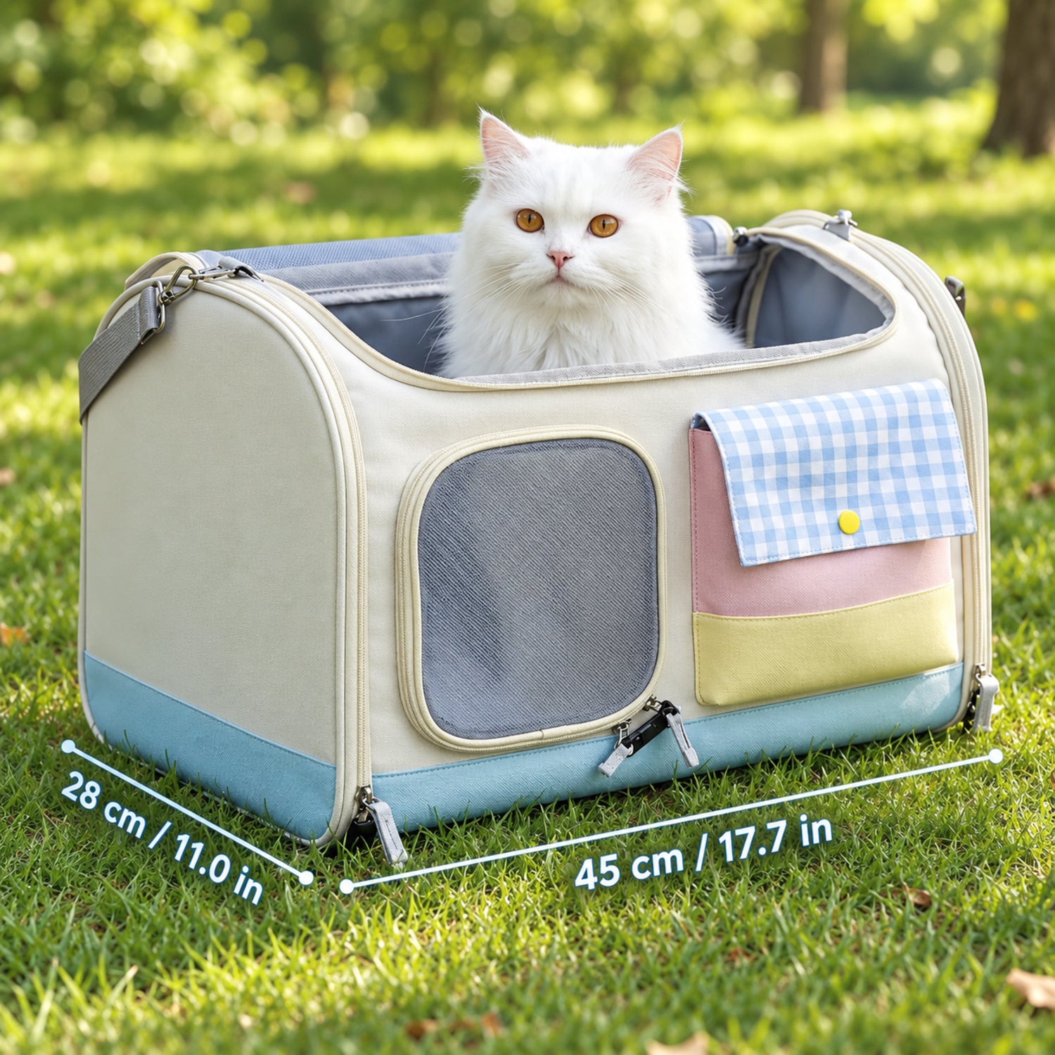 Foldable Pet Carrier for Cats & Small Dogs | Mesh Panels & Adjustable Shoulder Strap