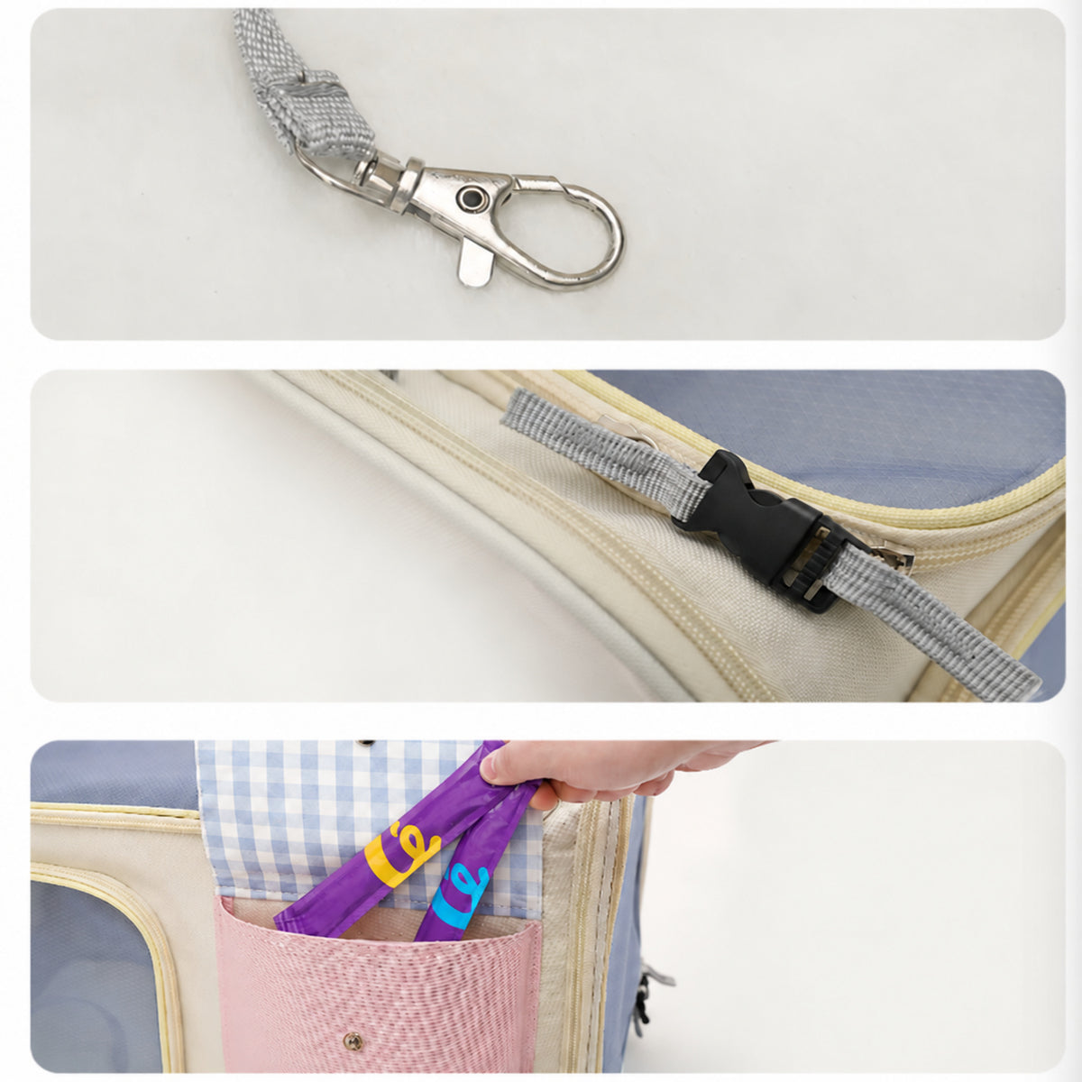 Foldable Pet Carrier for Cats & Small Dogs | Mesh Panels & Adjustable Shoulder Strap