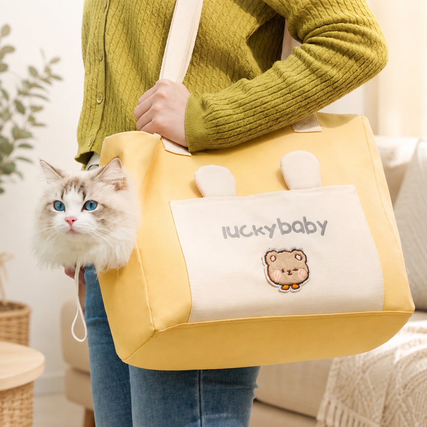 Foldable Pet Carrier Tote | Zipped Mesh Panel, Safety Clip & Carry Handles