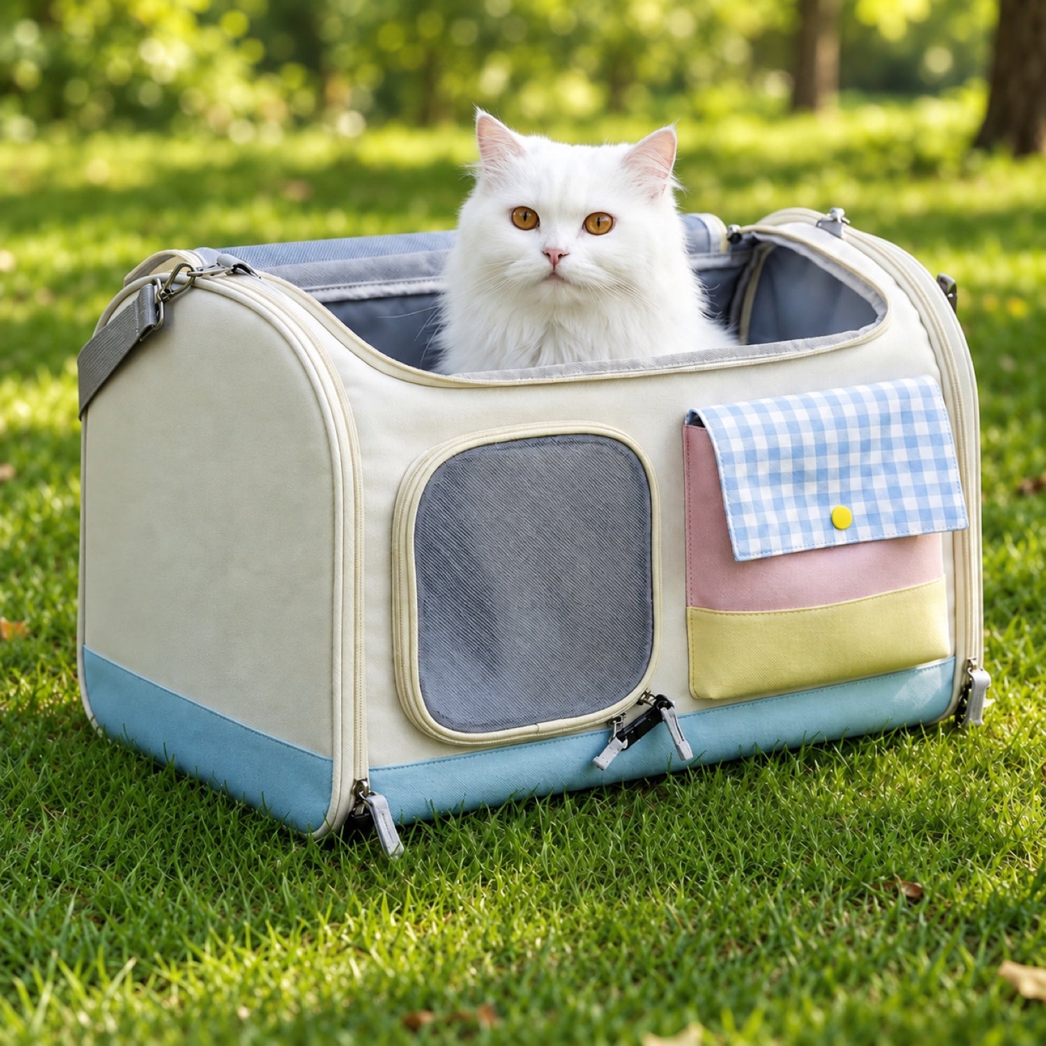 Foldable Pet Carrier for Cats & Small Dogs | Mesh Panels & Adjustable Shoulder Strap