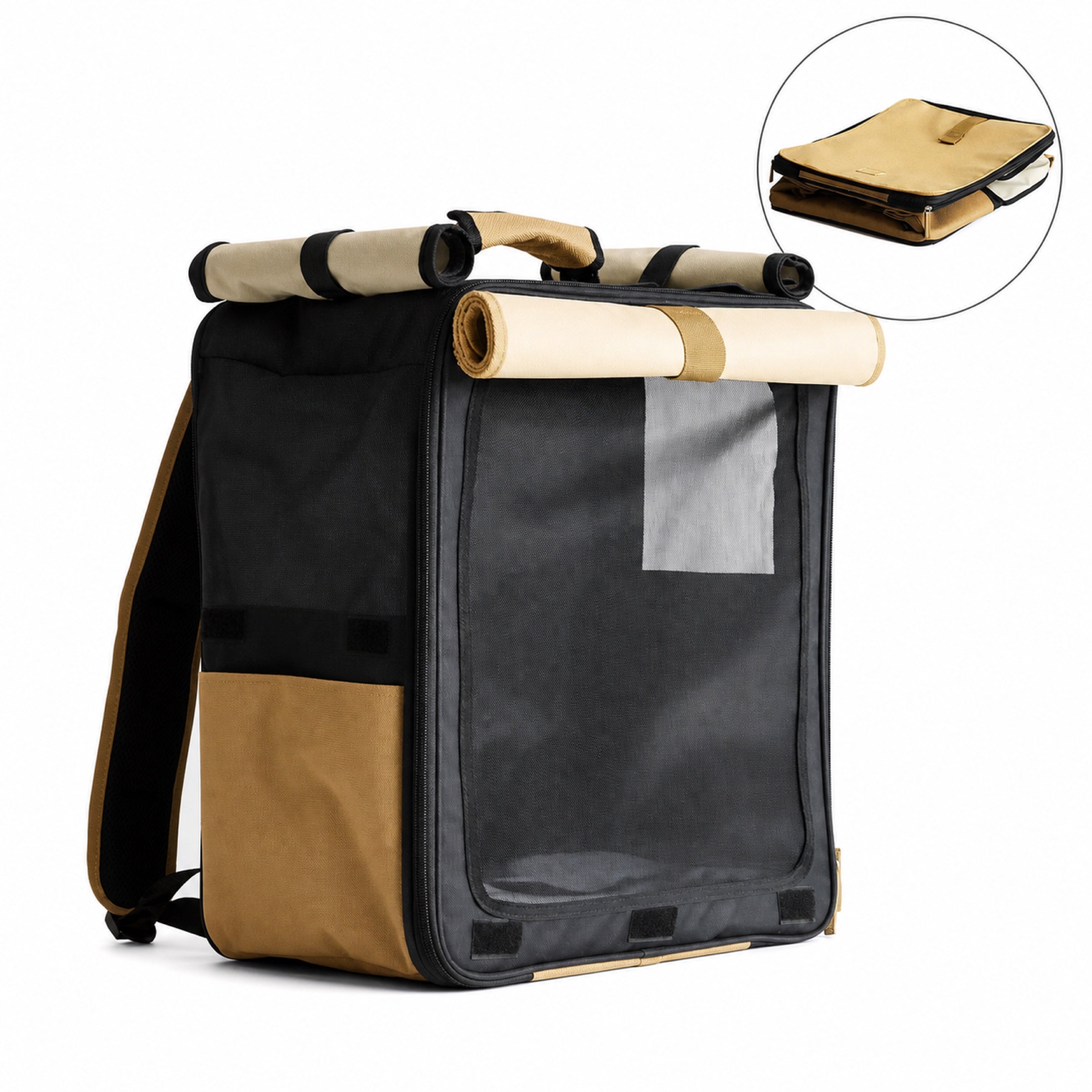 Pet Carrier Backpack | Breathable Roll-Up Travel Bag | Oxford Cloth | Woofing Deals